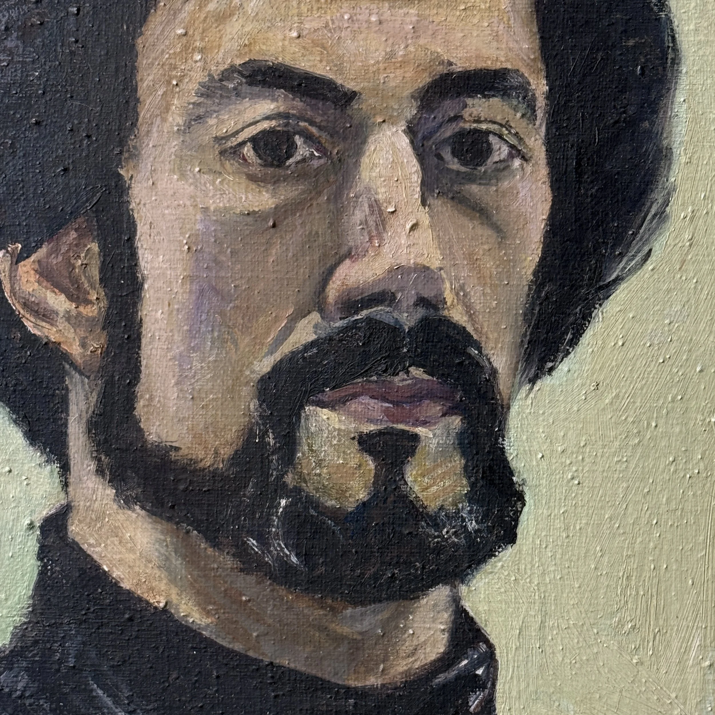 Face detail. Expressionist features. Male portrait.