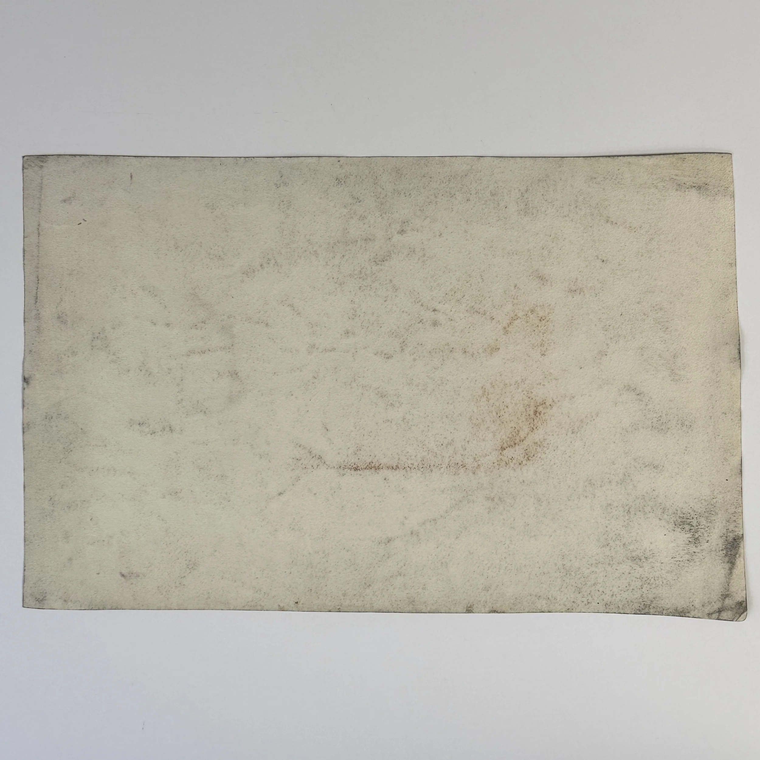 Antique French watercolor still life with death mask, rear view