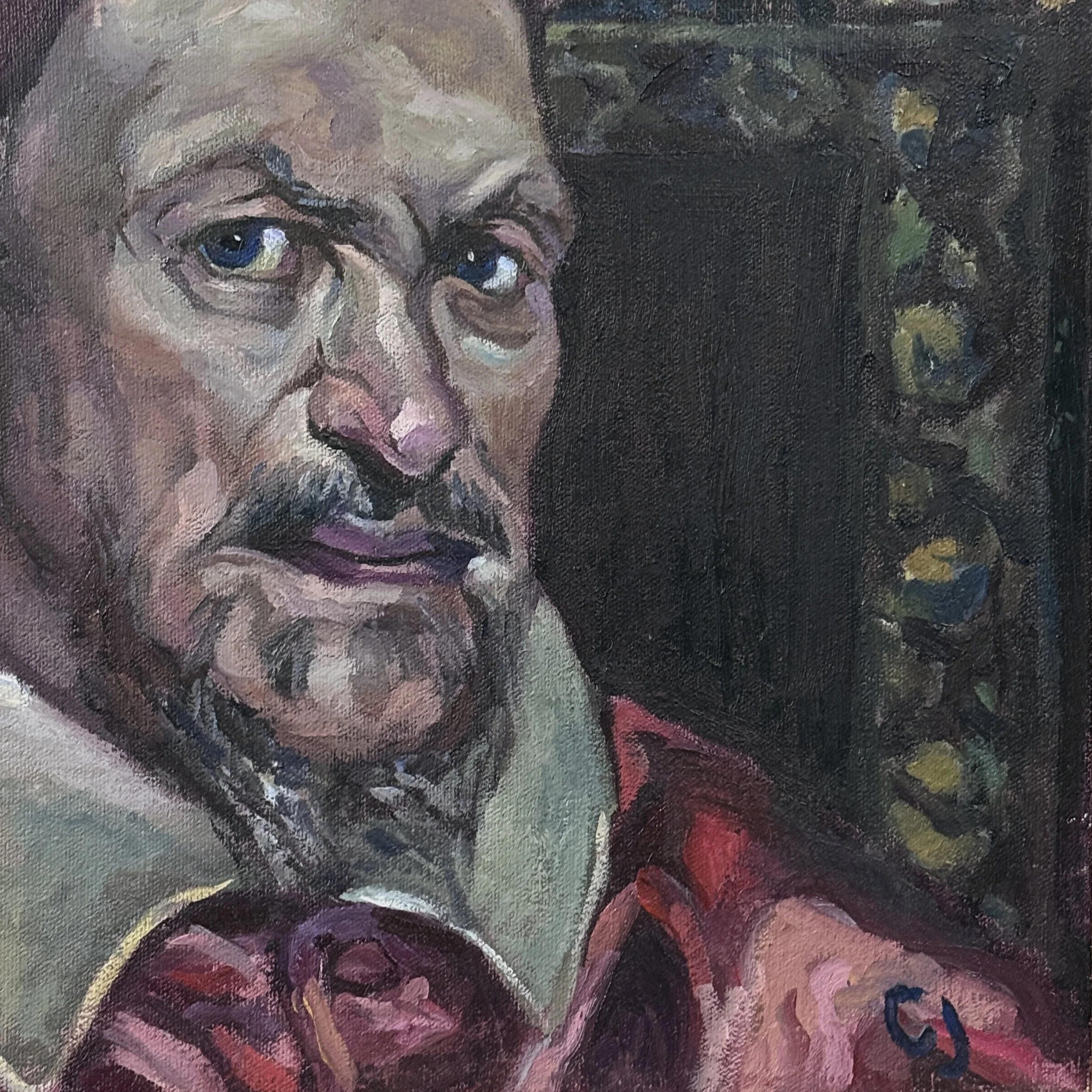 Detail of signature lower right corner Expressionist study Pope Innocent X