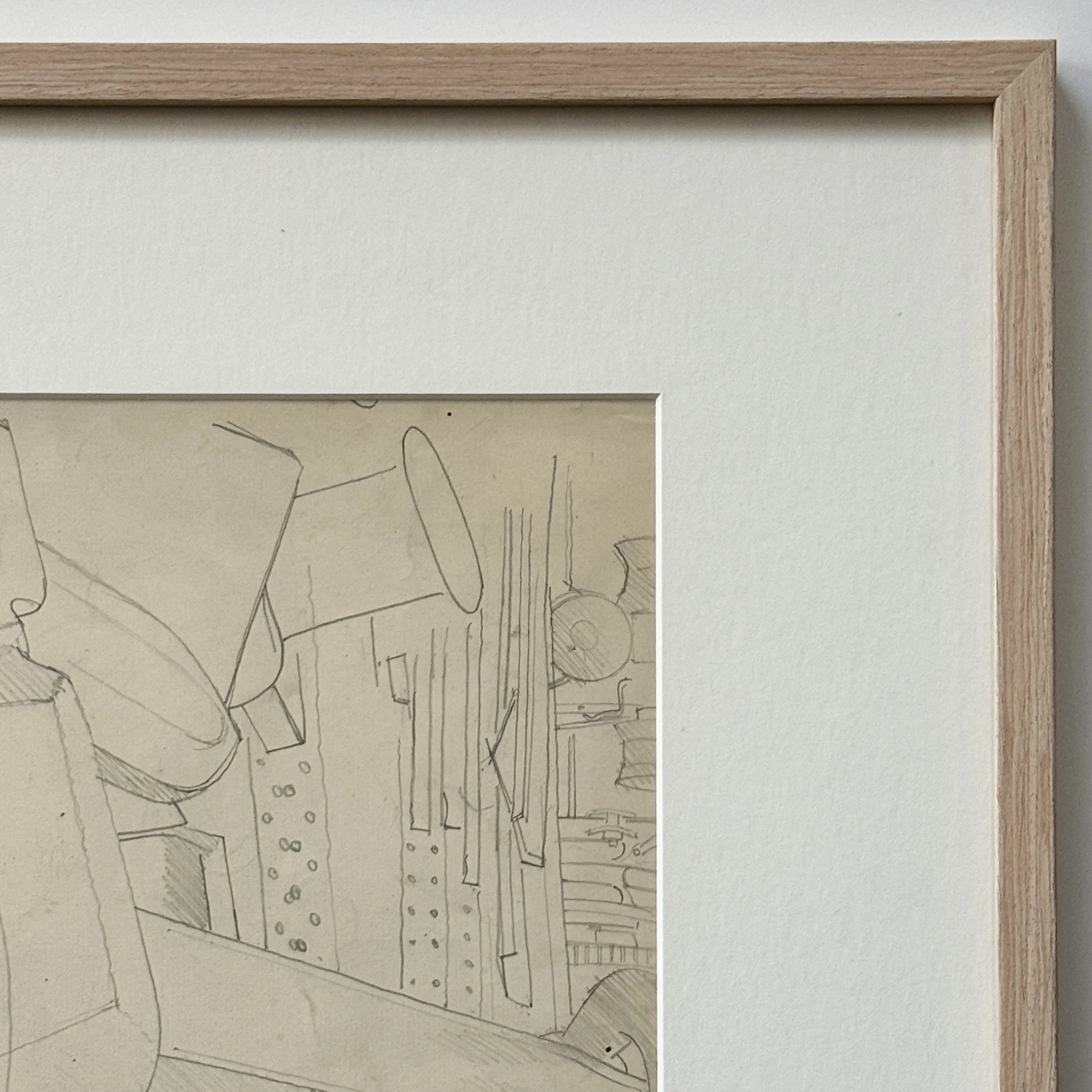 Detail of graphite line work showing hammer and metal texture