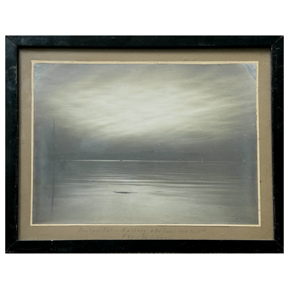 Antique nocturne photograph, Aalborg seafront, 1908