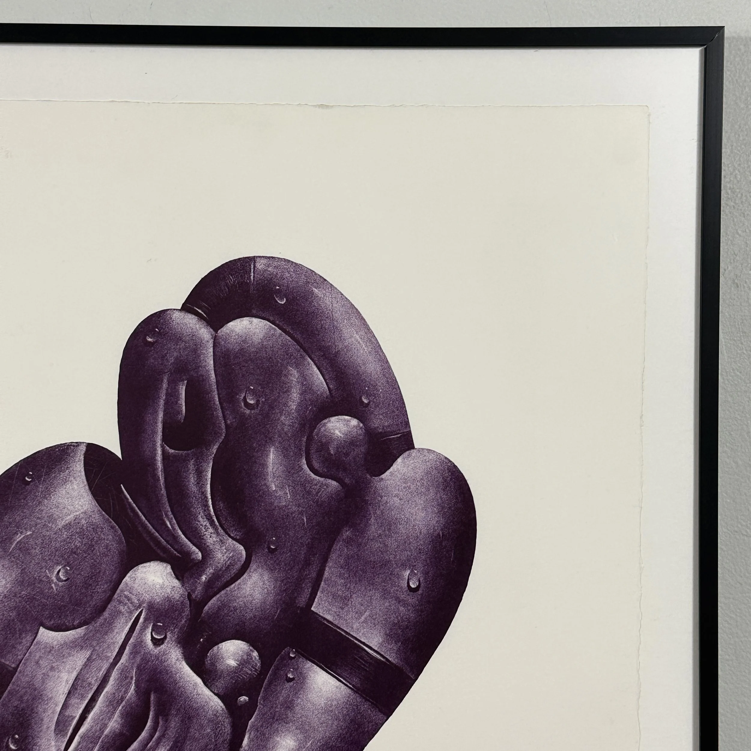 Detail of the lithograph's texture and ink application on paper.