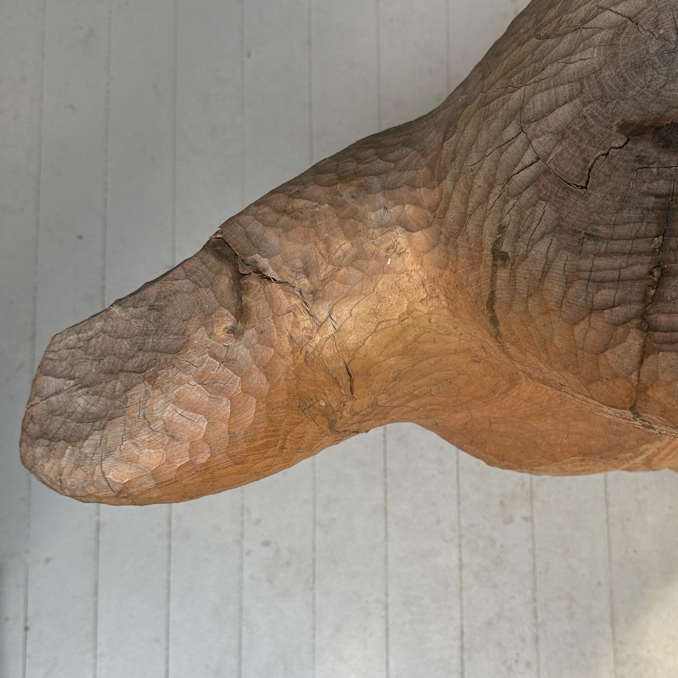 Macro detail of chip carved surface texture and wood grain