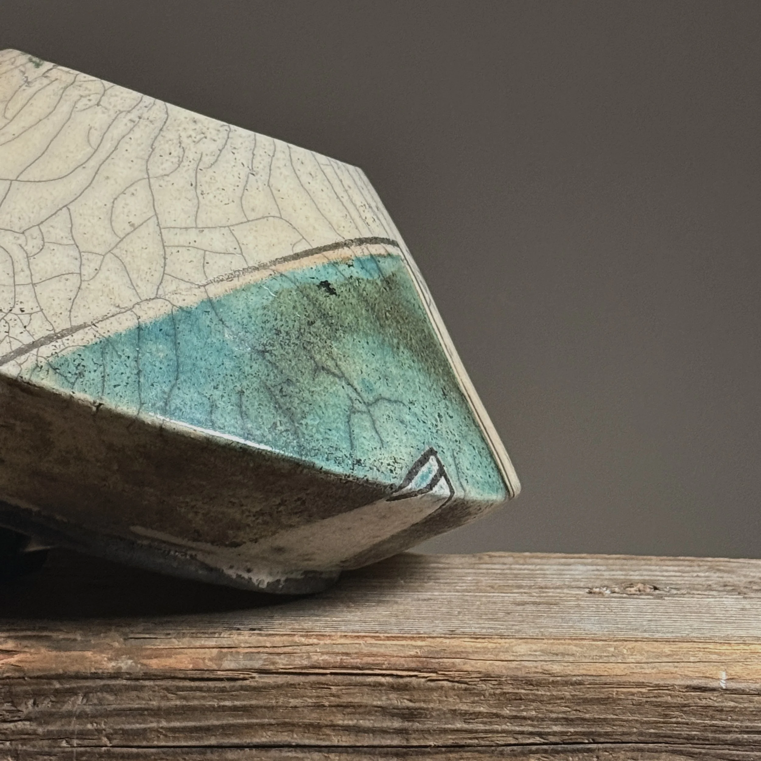 Crackle glaze detail. Intricate network of glaze cracks.