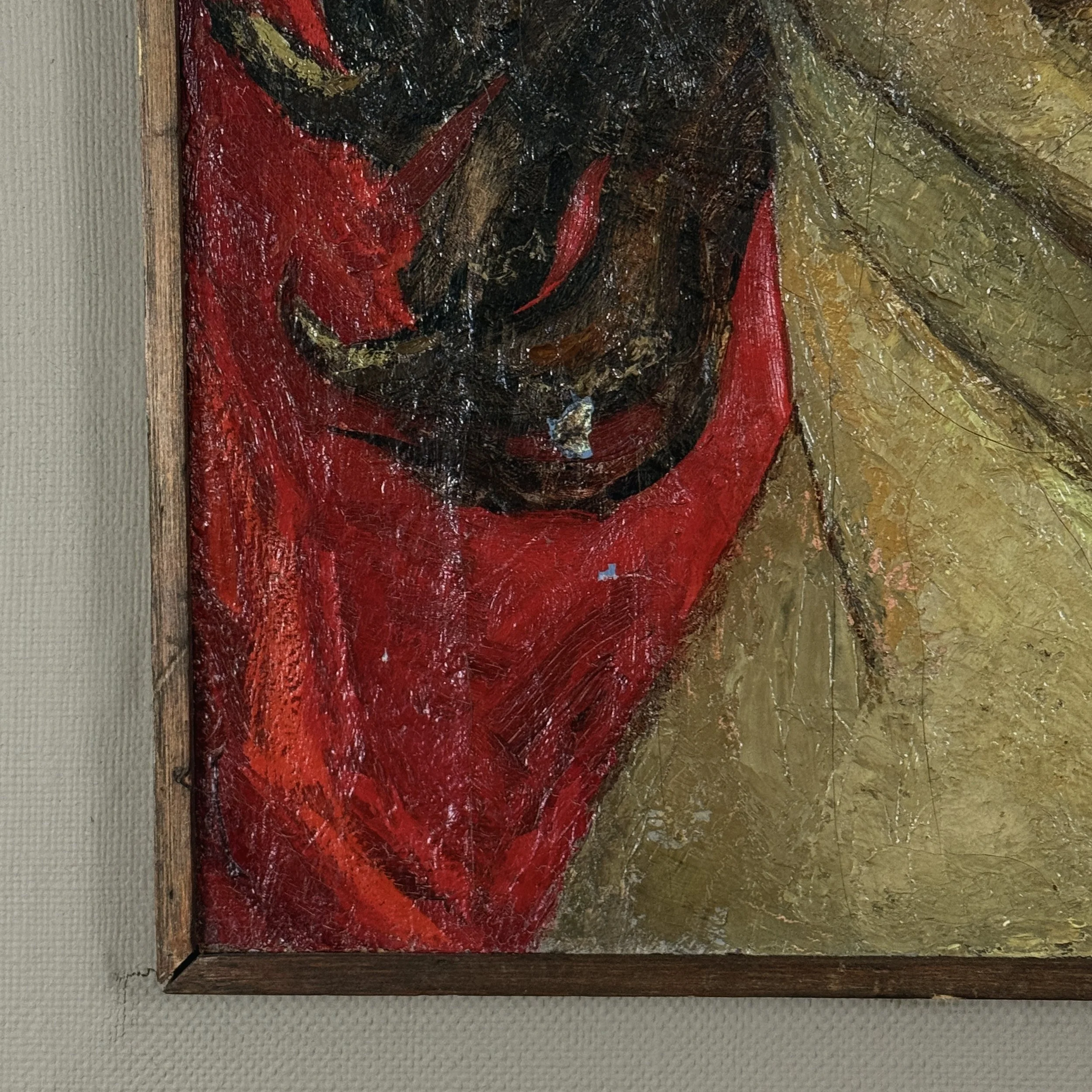 Lower left quadrant paint chip detail, Emlen Etting oil painting
