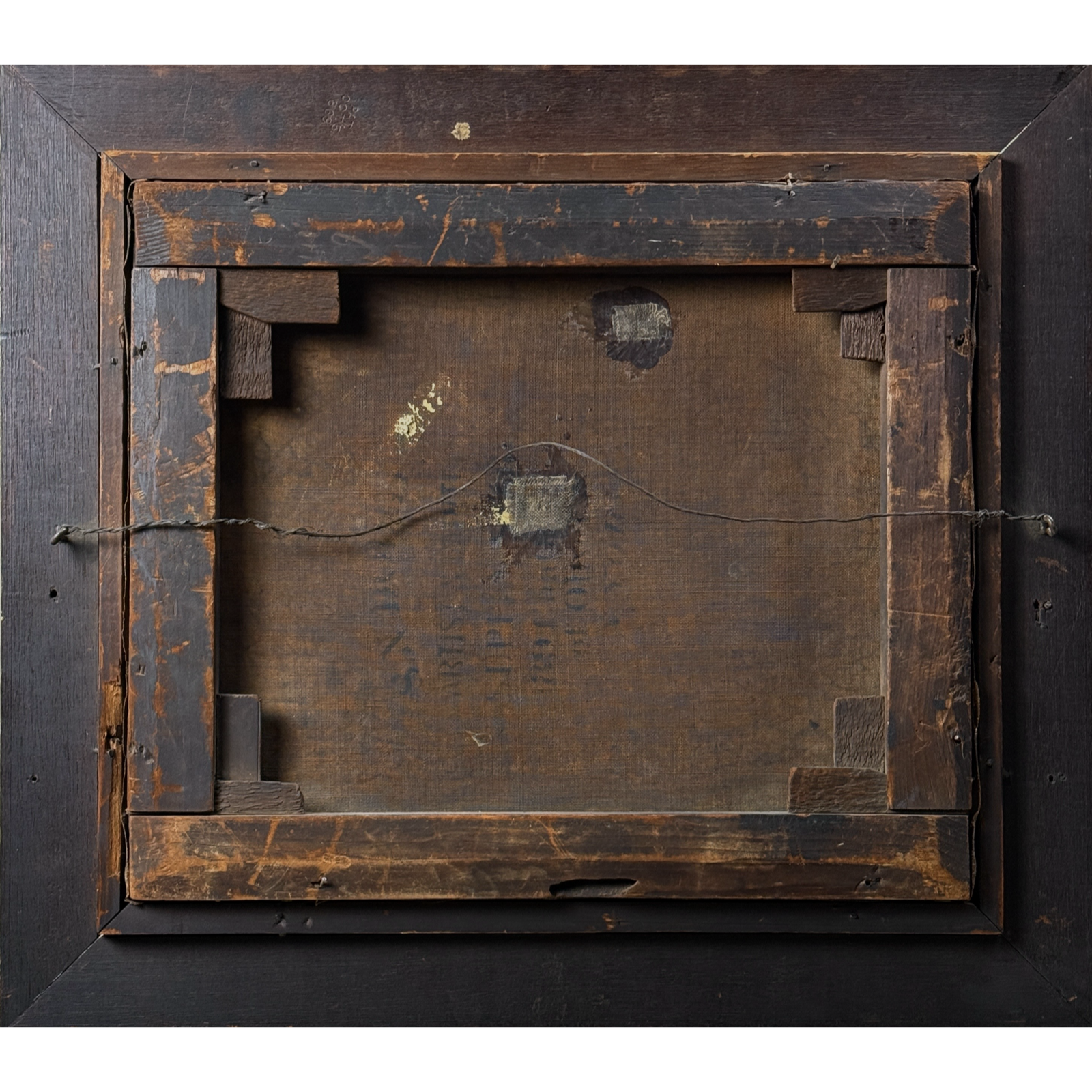 Verso of canvas. Canvas repair visible.