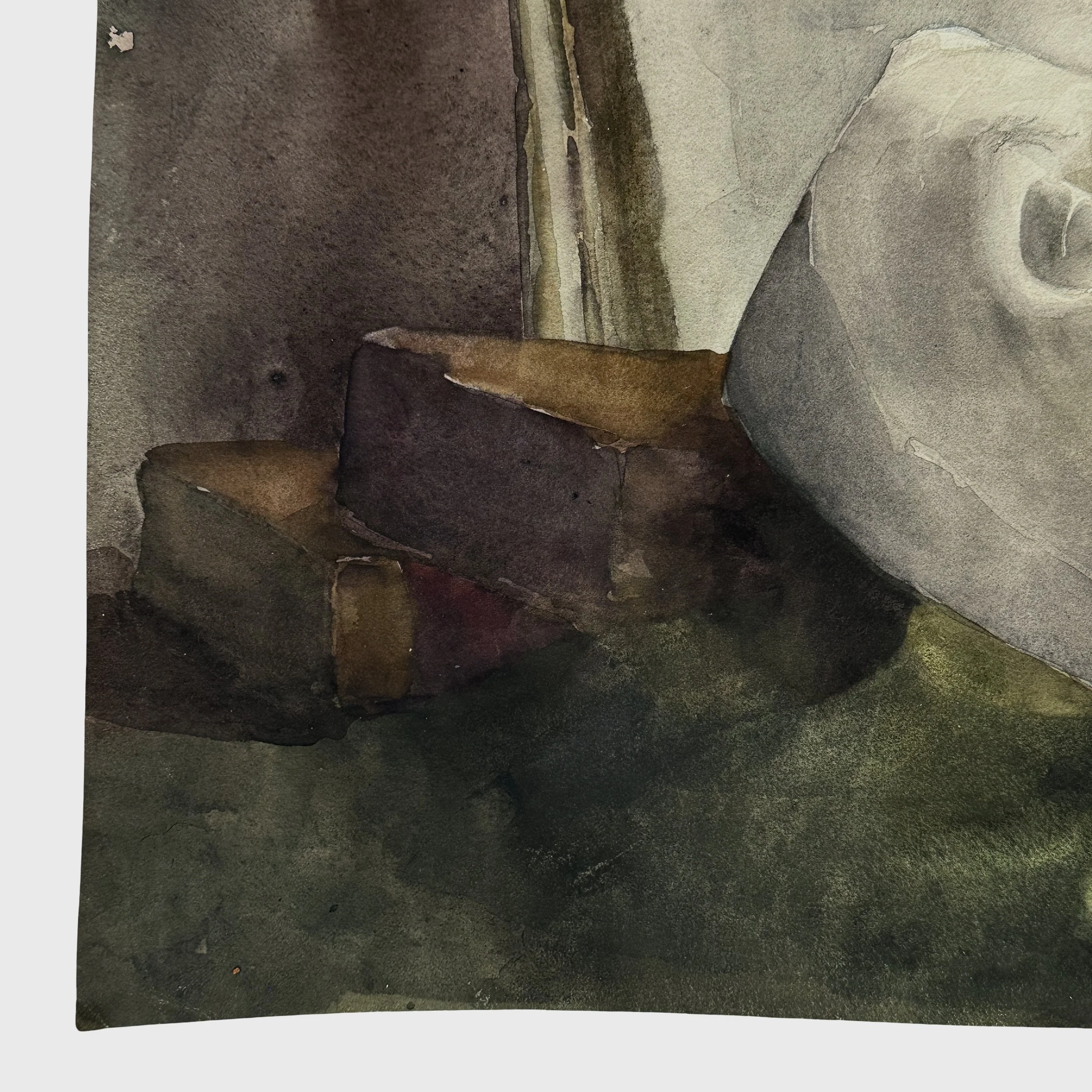 Antique watercolor with symbolic composition