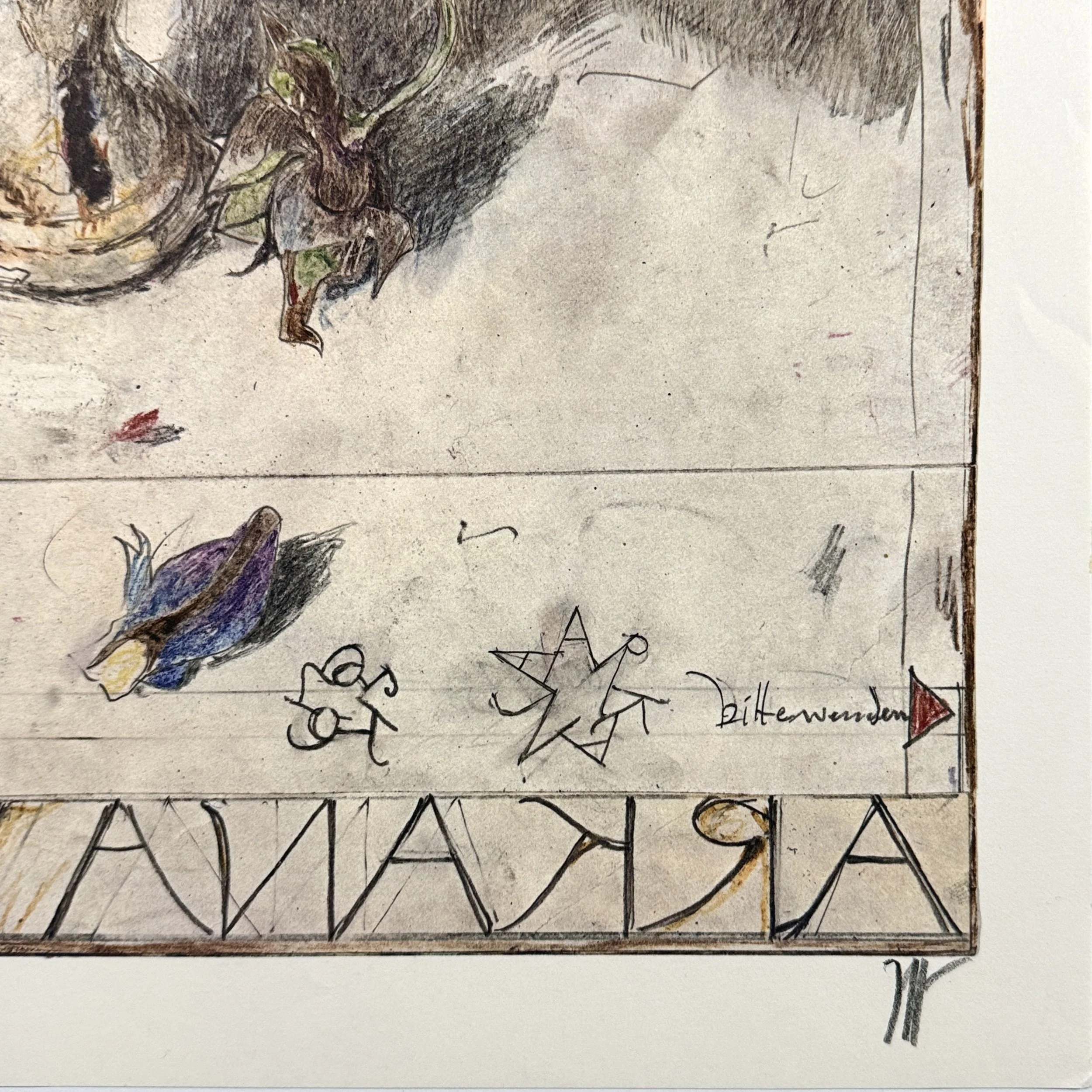 Signed lower right Horst Janssen Arkana floral print