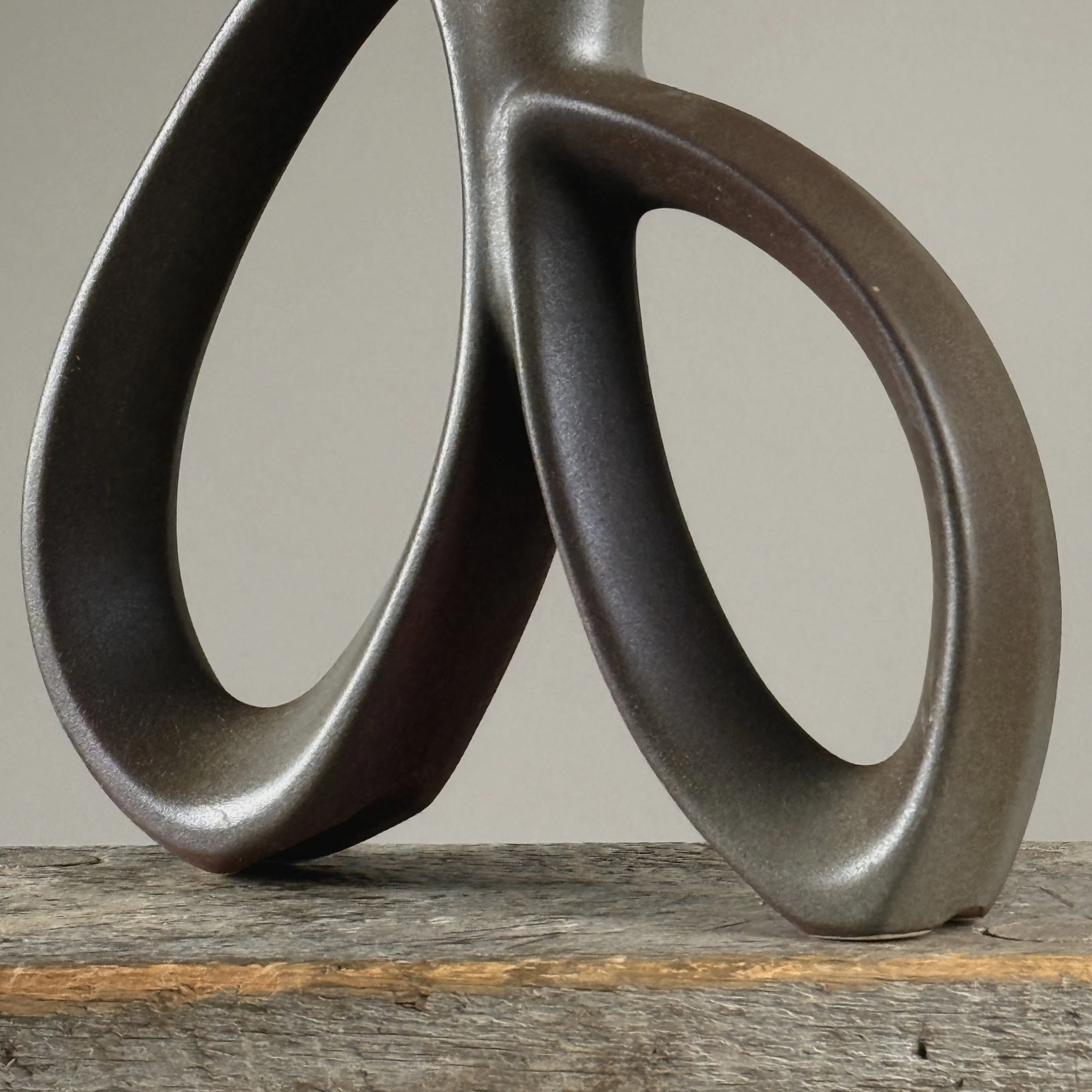 Vintage Japanese postmodernist ikebana double loop ceramic vase