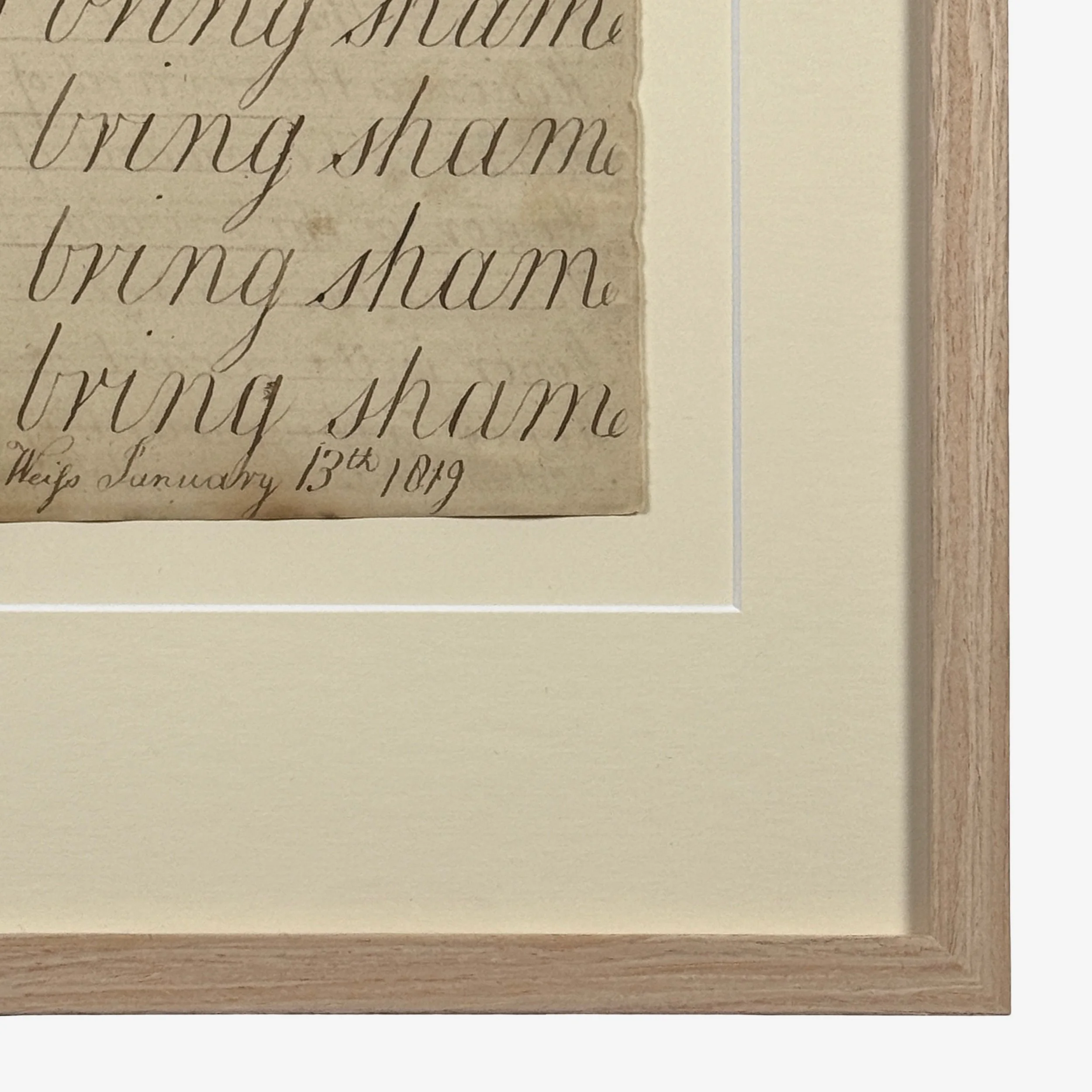 Archival matte and backboard used in antique calligraphy display