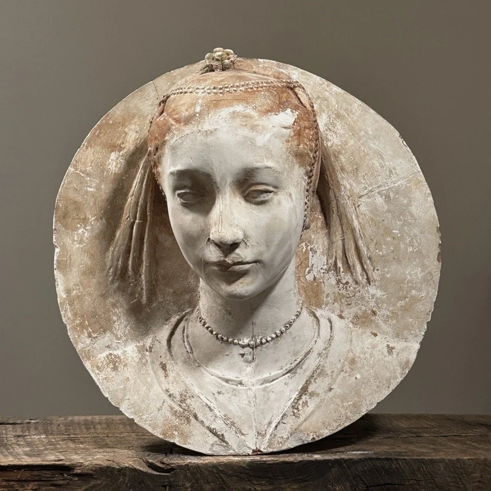Antique Plaster Relief after Andrea della Robbia’s Head of A Lady