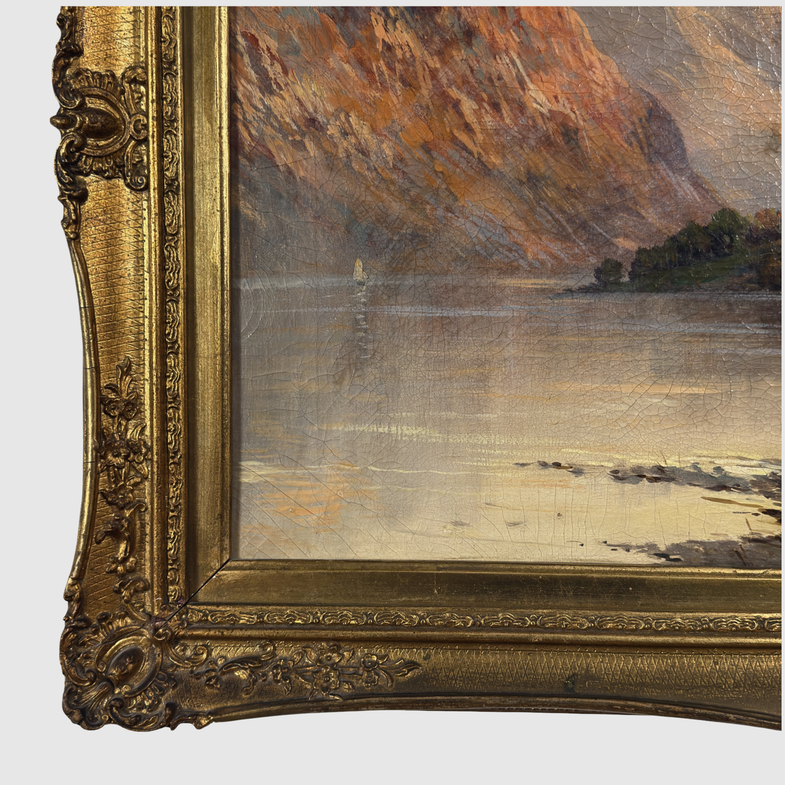 Detail of Francis E. Jamieson Sunset on Loch Fyne, Scottish Highland seascape, oil on canvas