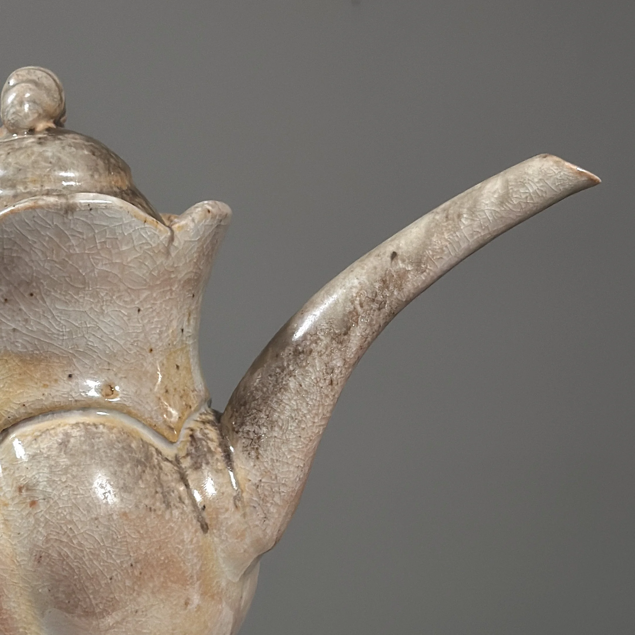 Henry Tanaka wood fired crackle glaze postmodernist stoneware teapot