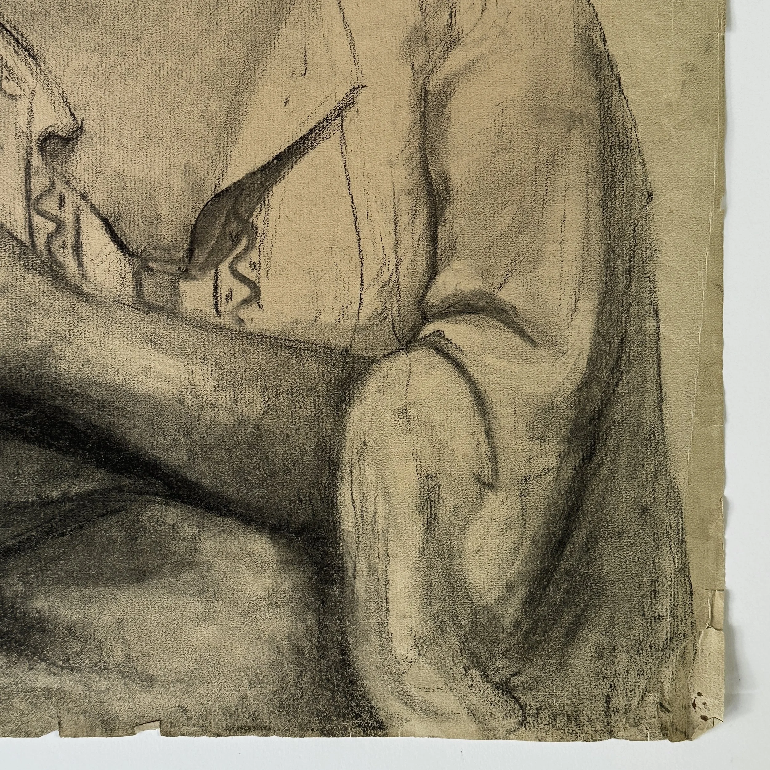 Antique signed portrait of woman with folded corner