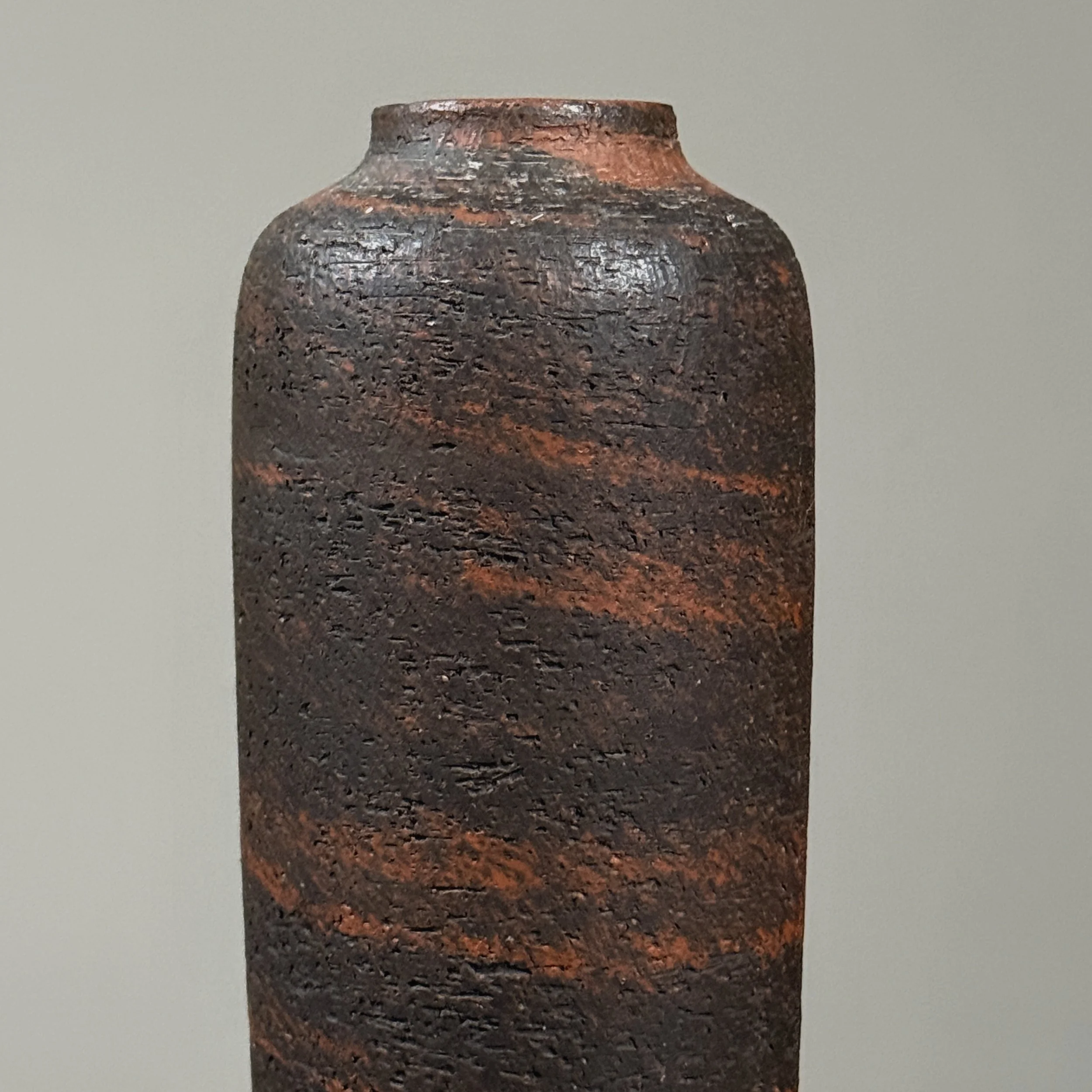 Gunnar Nylund for Nymølle stoneware vase, mid-century modern, textured bark glaze