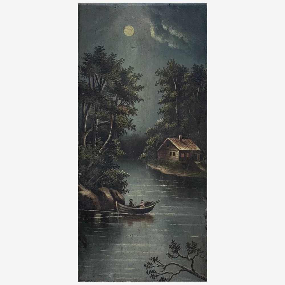 Full shot of the nocturne moonlit folk art painting