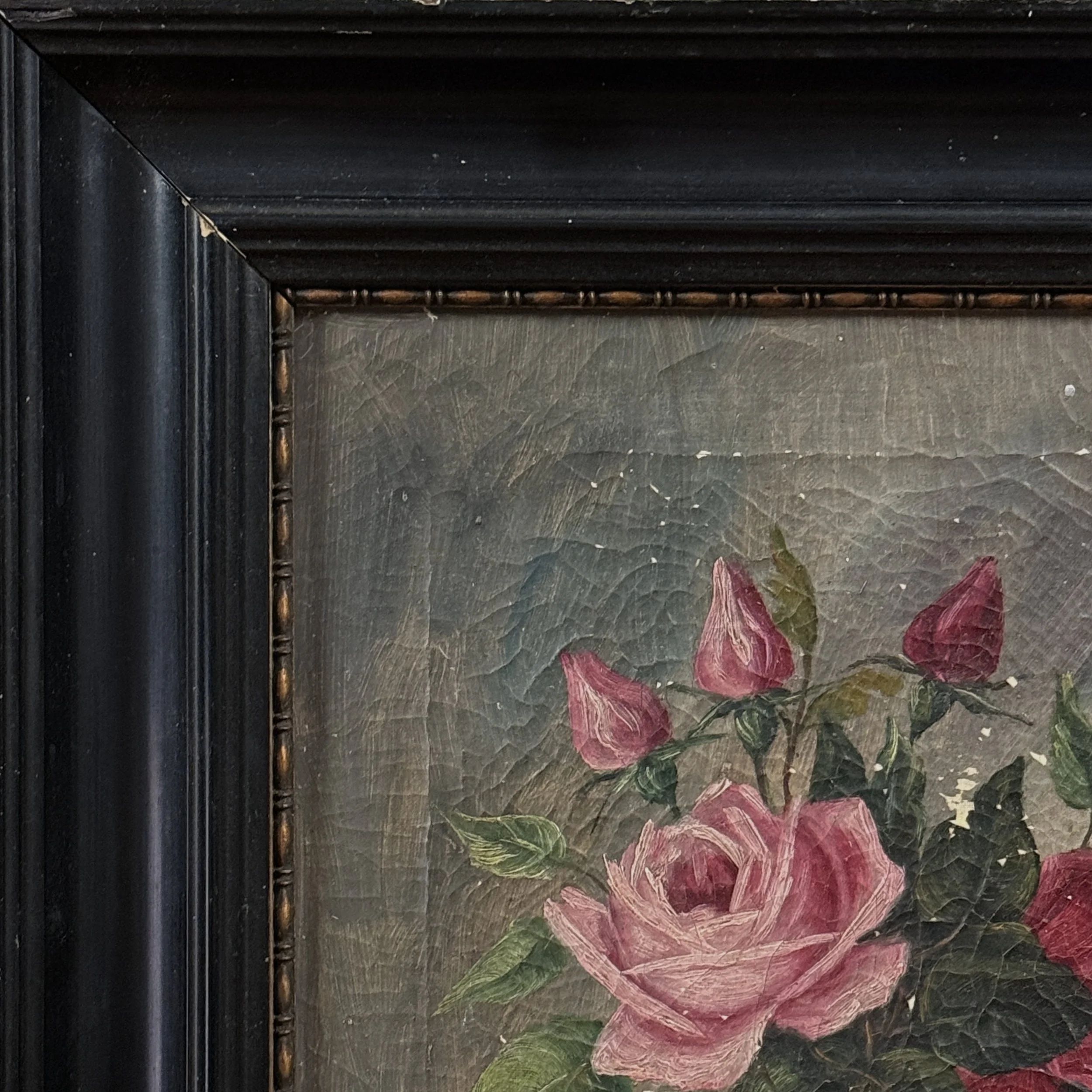 Victorian still life, roses in multiple vases, oil on canvas, signed Walseth