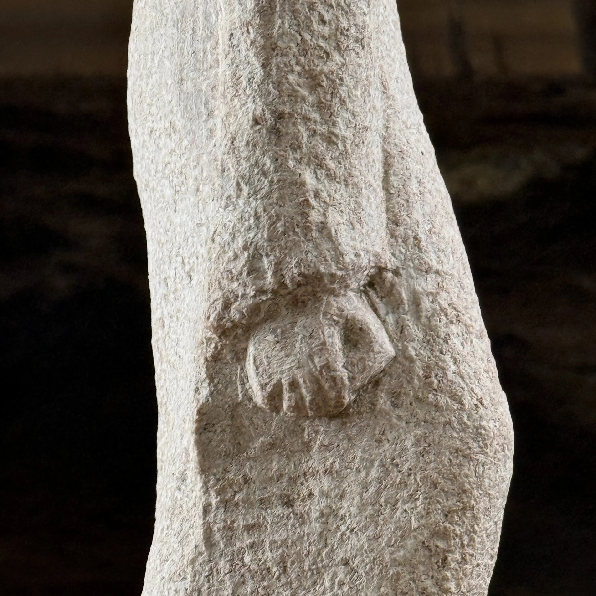 Vintage 1940s Modernist hand-carved stone masked figurative sculpture