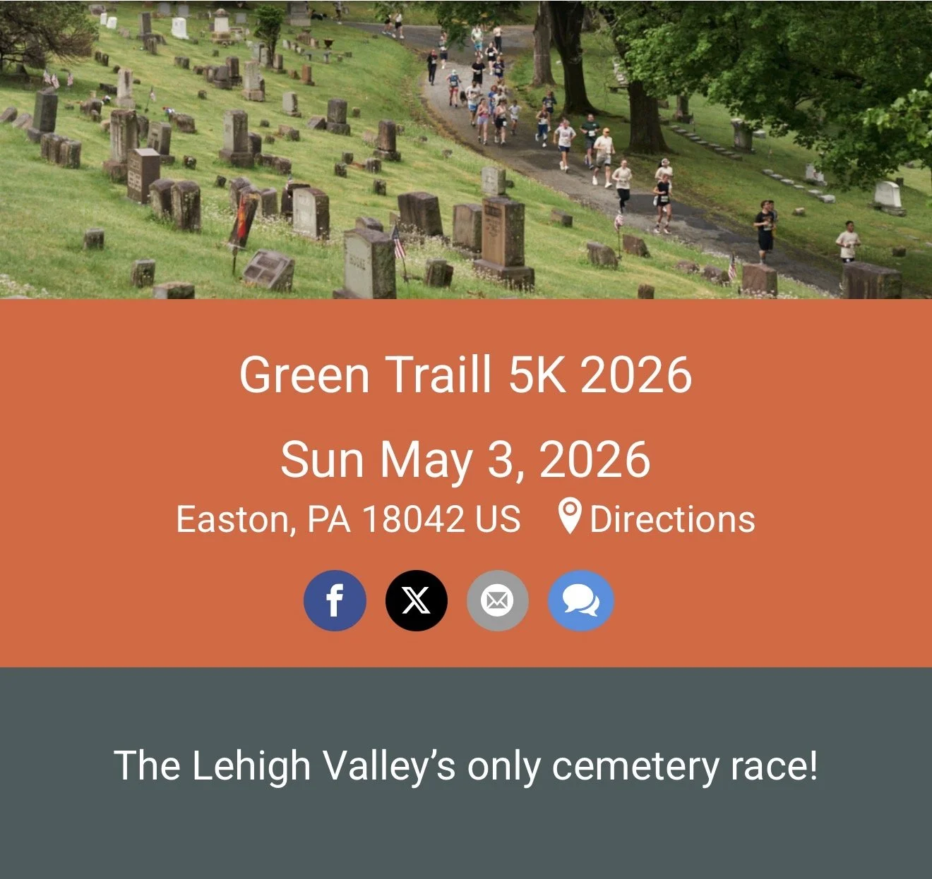 Green Trail 5k 2026 Historic Easton Cemetery Run