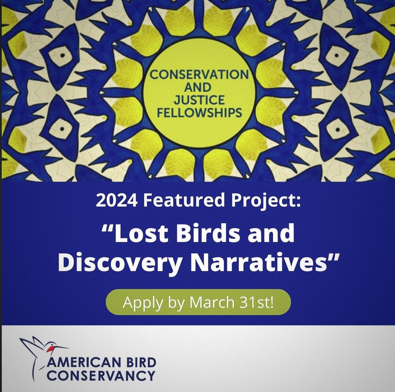 Interested in doing a deep dive on some of the human stories around Lost Birds? Check out @americanbirdconservancy&rsquo;s Conservation and Justice Fellowships on Lost Birds! These are part time positions for someone with research and writing experie