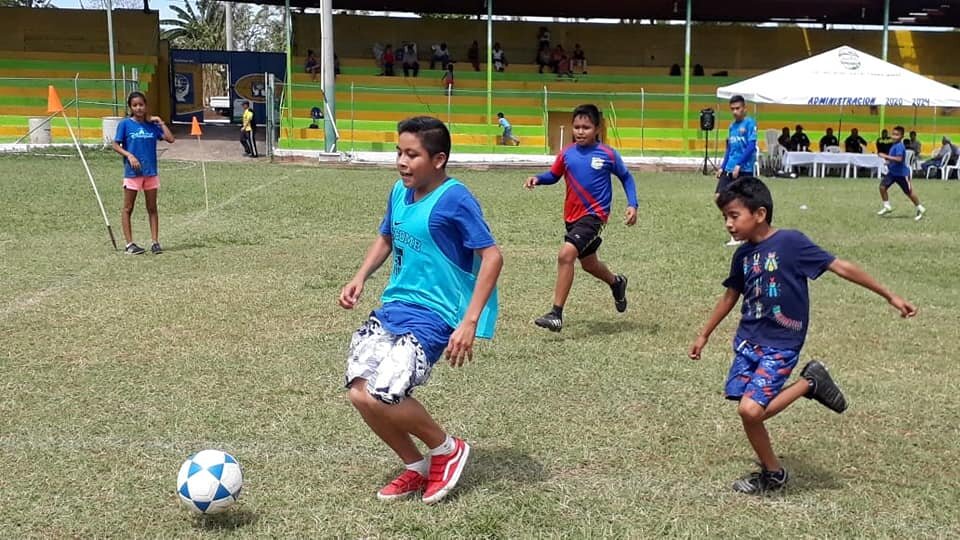 A soccer scrimmage at a Sports Outreach practice