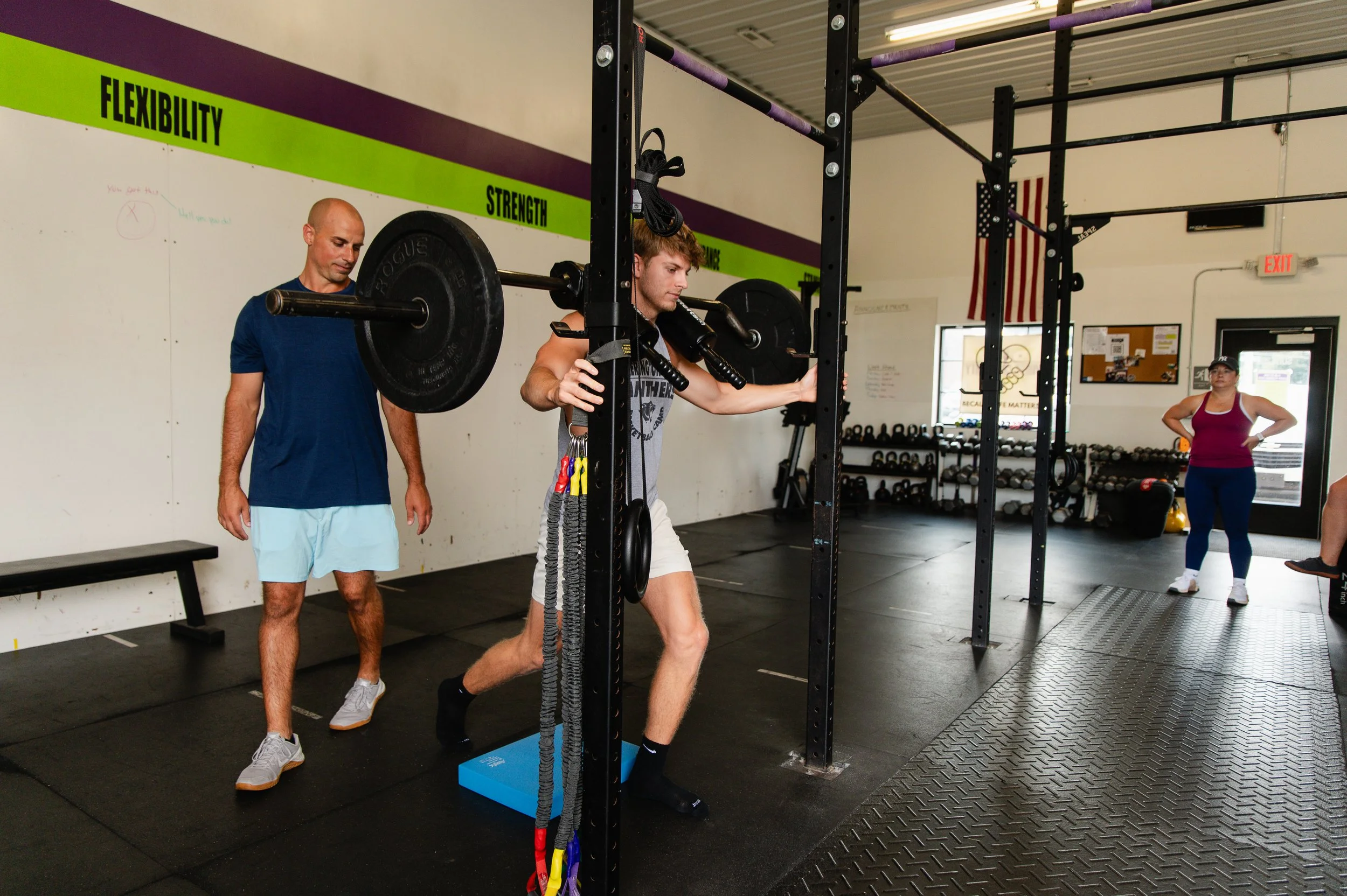 High school athlete rehabbing a leg injury at pick health & performance