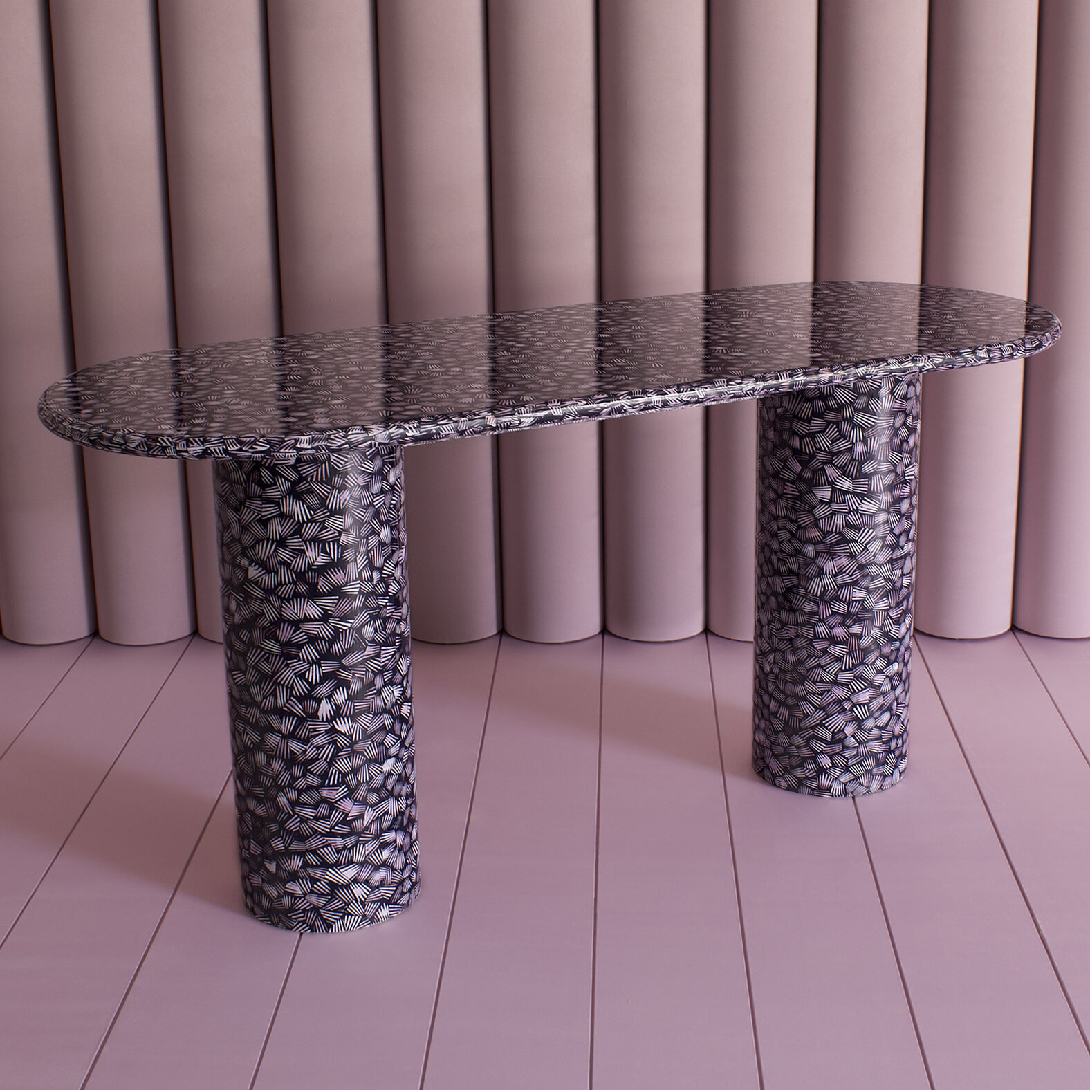 Pink Scallop shell desk by Bethan Gray and Nature Squared