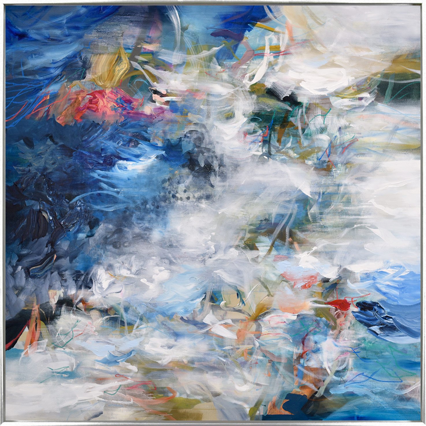 Beneath the Blue,  62"hx62"w, Framed