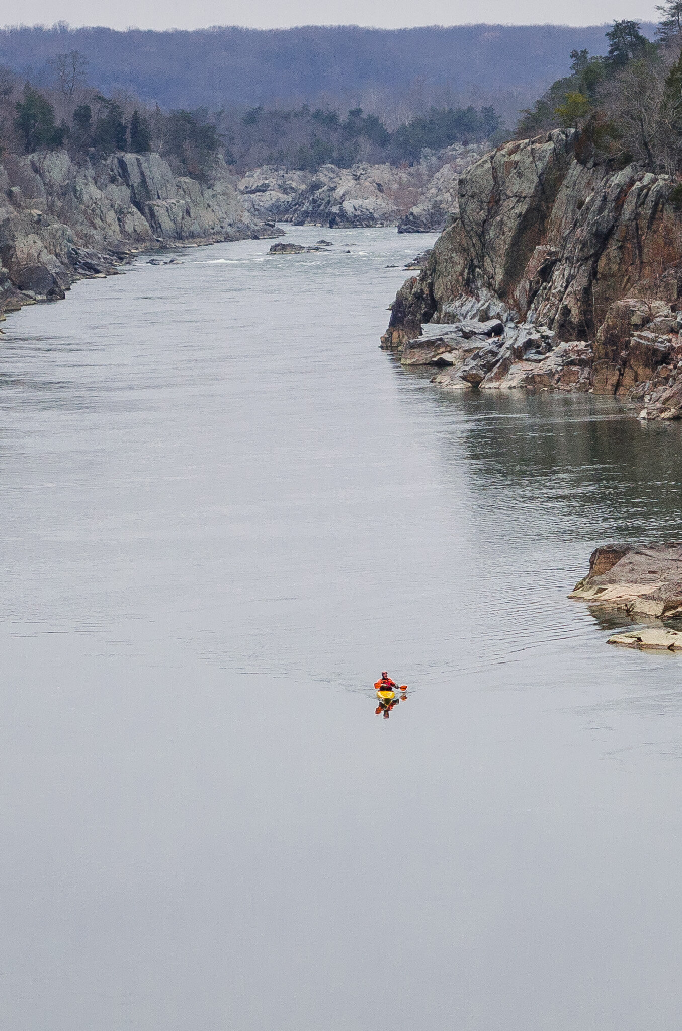 Lone Kayaker in Mather Gorge, Potomac River, Virginia