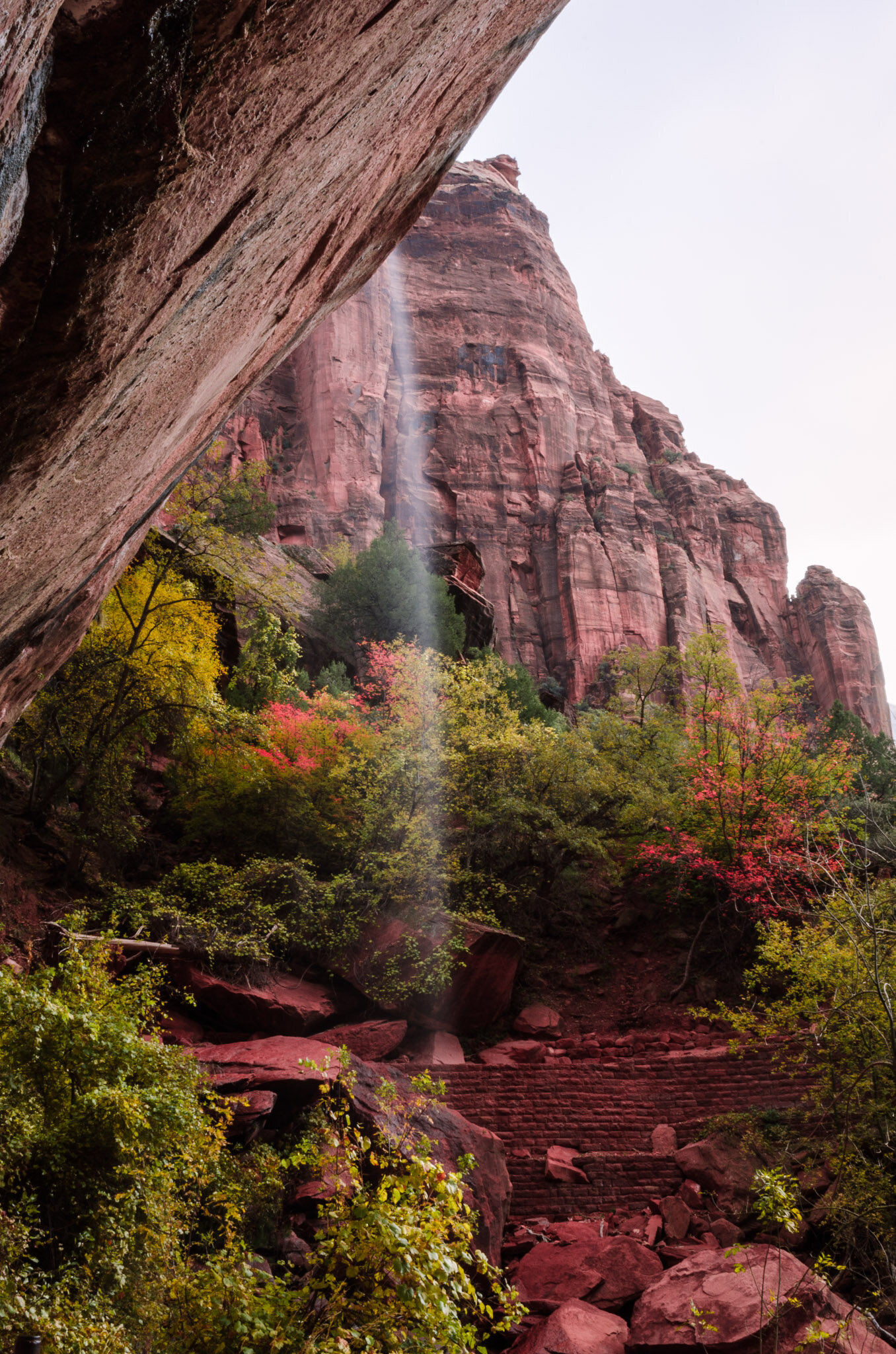 Streaming waterfall, Zion National Park, Utah