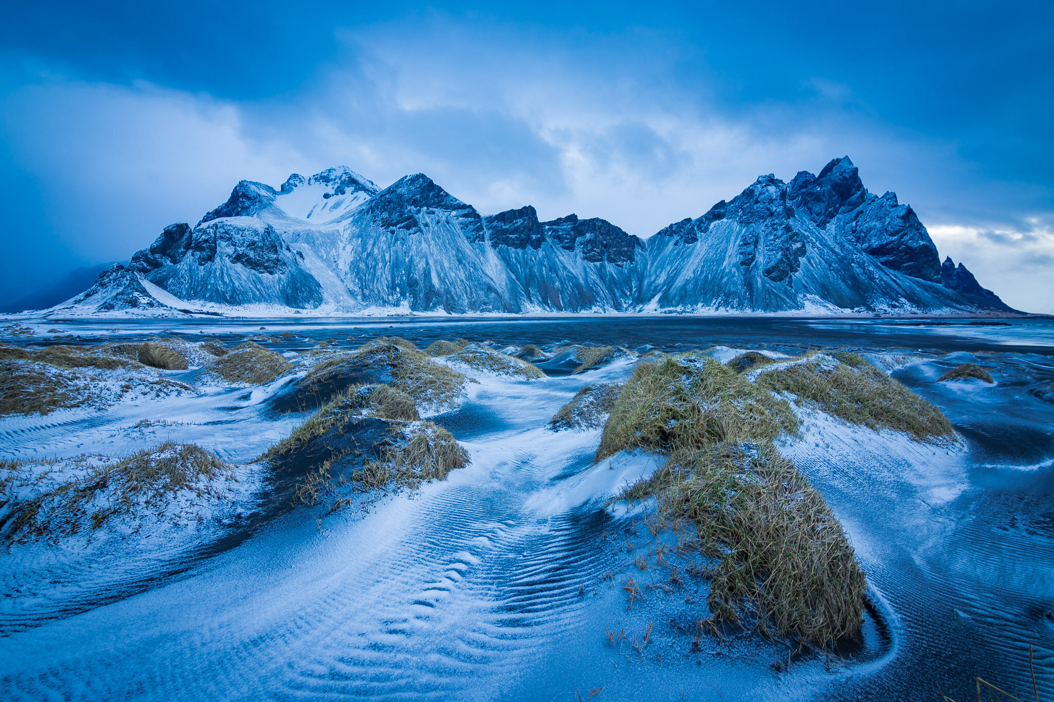 Vestrahorn Mountain after Snow Fall, Hofn, Iceland