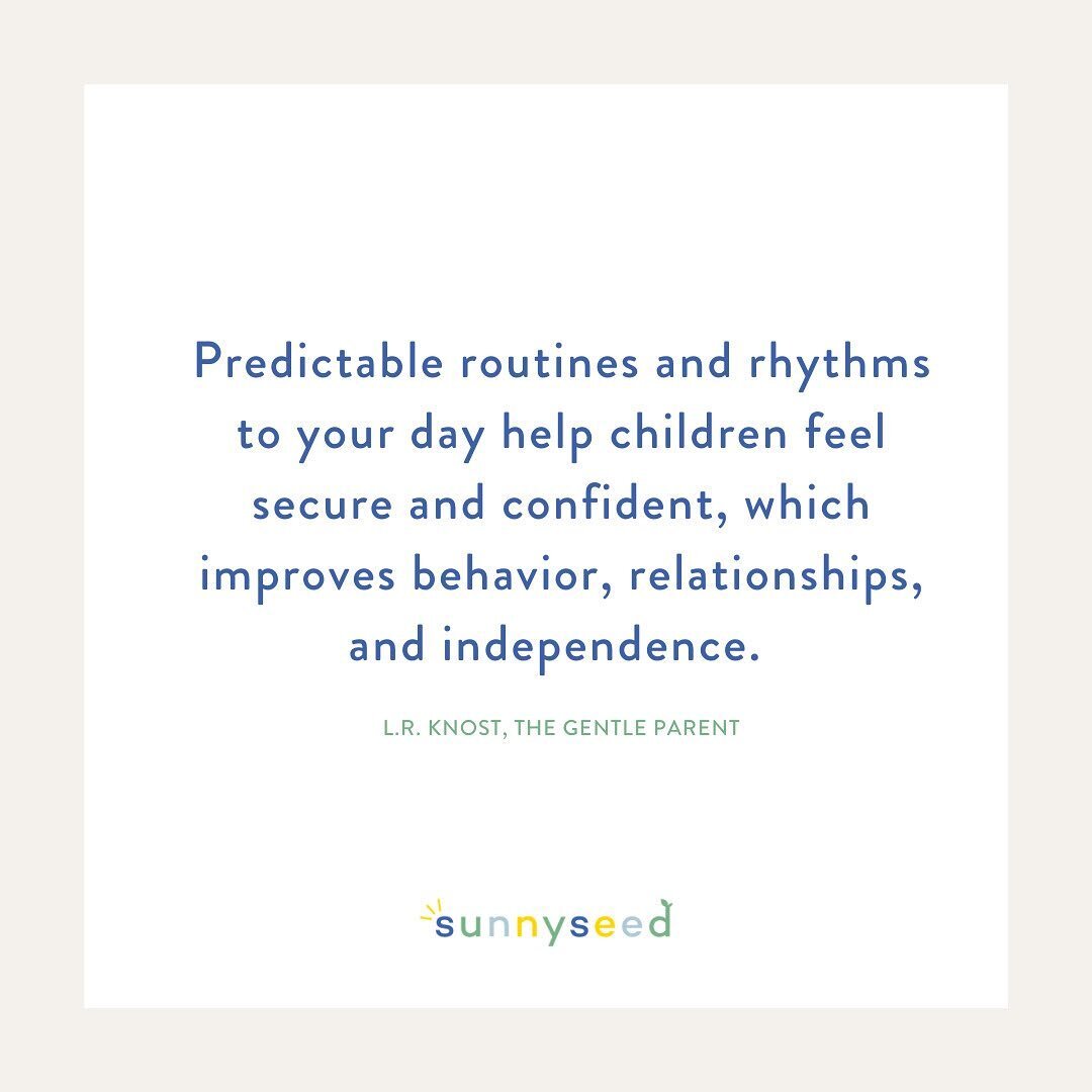 Routines are not schedules.

A routine is a regular procedure, or a predictable order of events.

Predictably helps kids feel secure and reduces the power struggle/fight/fear/uncertainty that can cause big emotions and behaviors with little children.