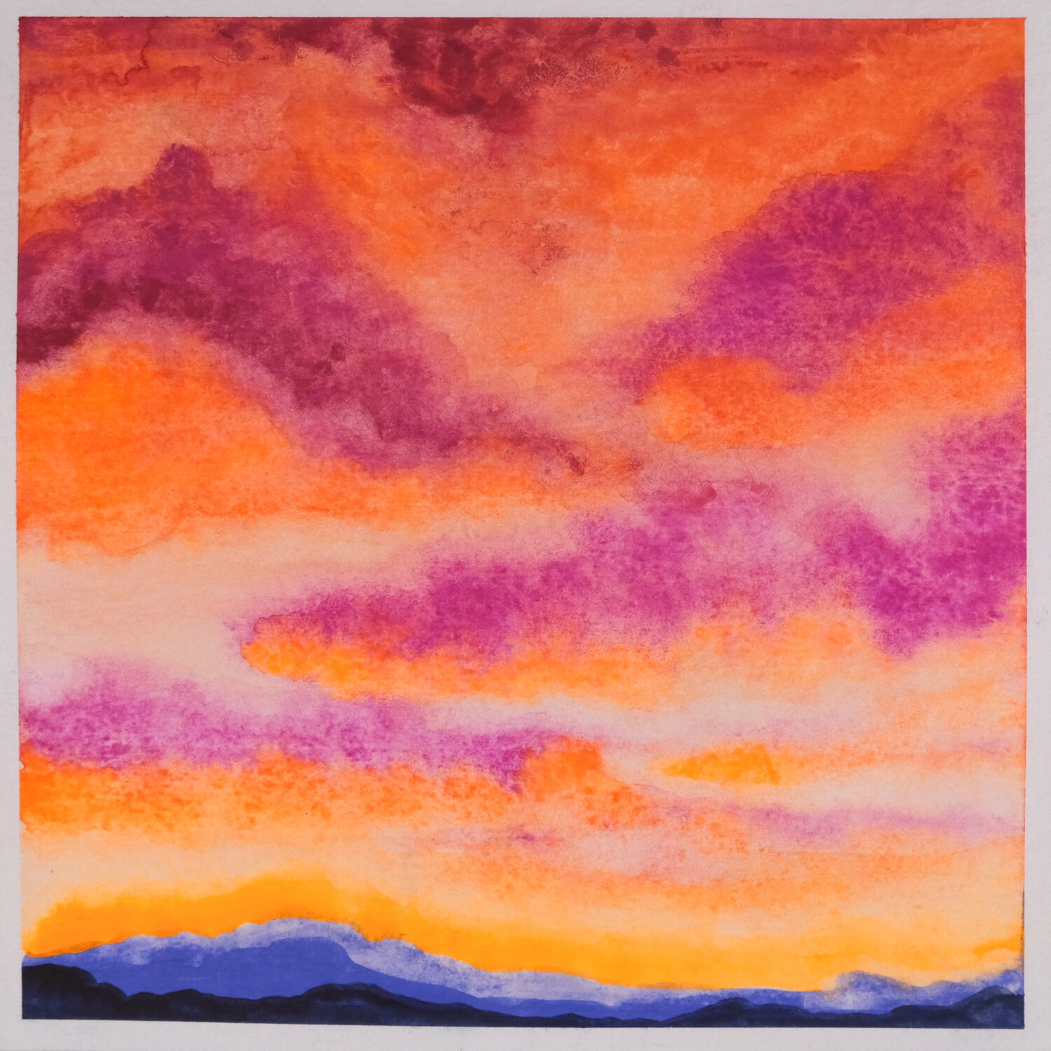 83B/100 Original Abstract Landscape Watercolor Painting 6"x6", title, Atmosphere B