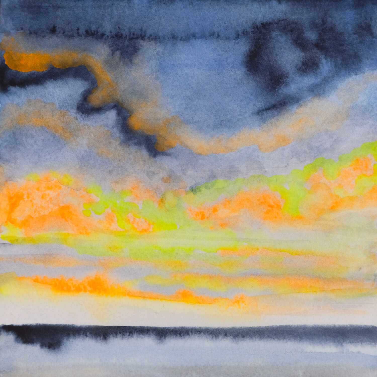 83F/100 Original Abstract Landscape Watercolor Painting 6"x6", title, Atmosphere F
