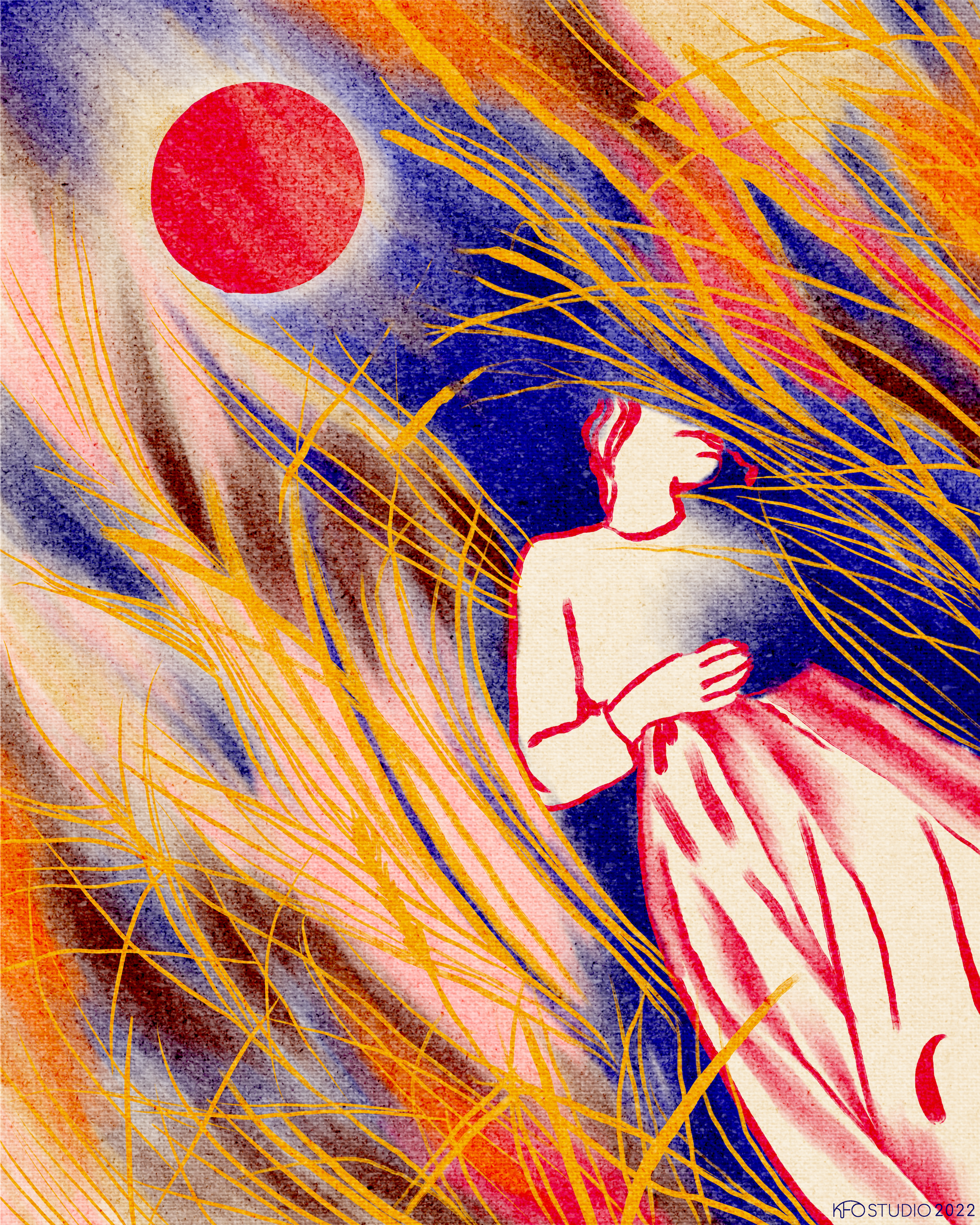 Figure illustration of woman at rest