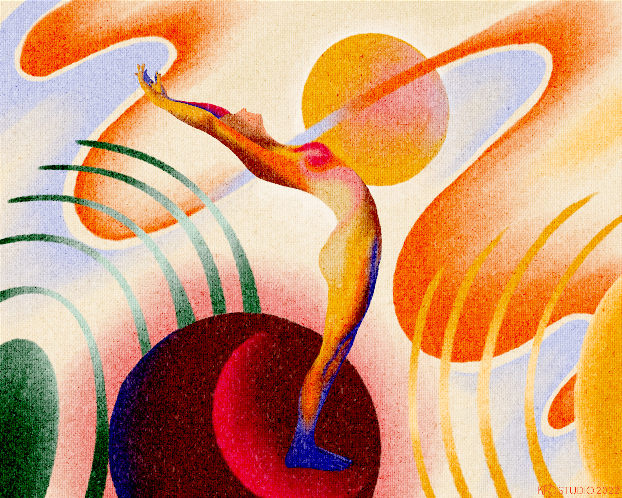 Figure illustration of yoga backbend pose