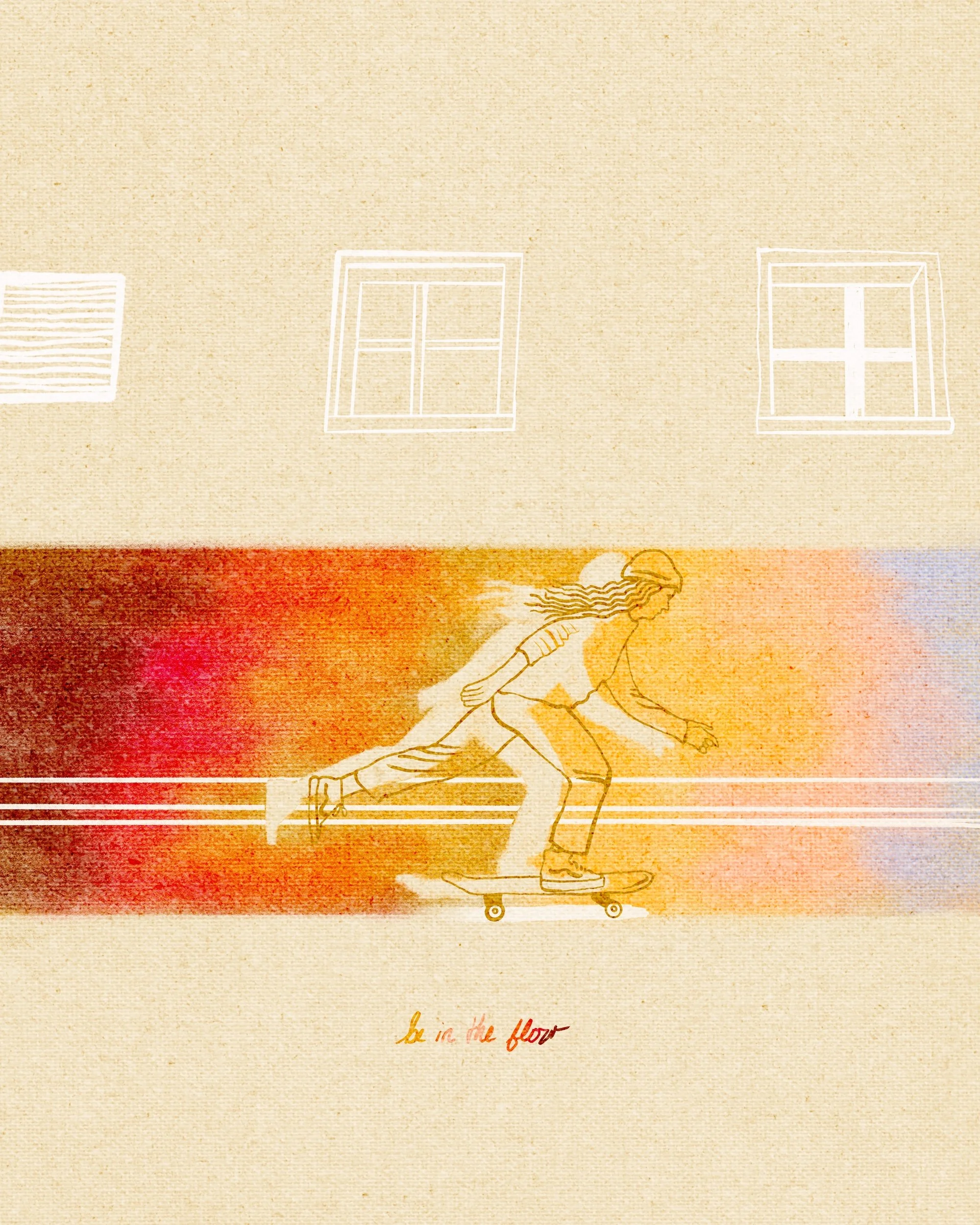 Figure illustration of skater in motion