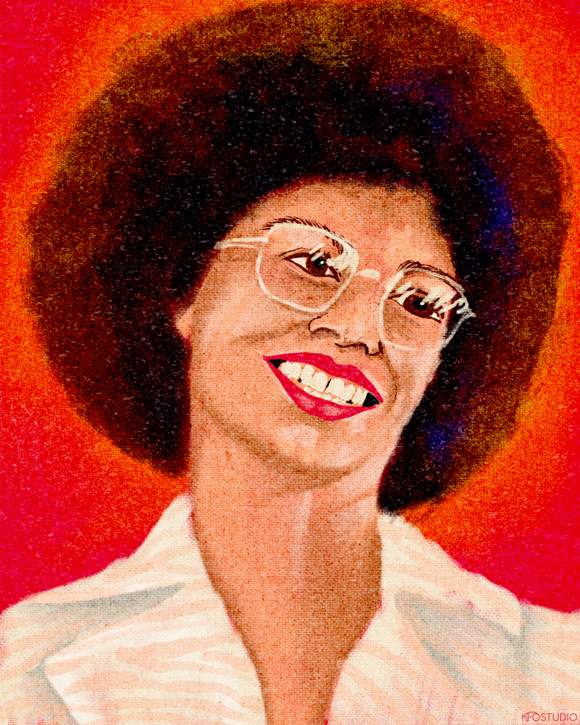Illustrated portrait of Angela Davis