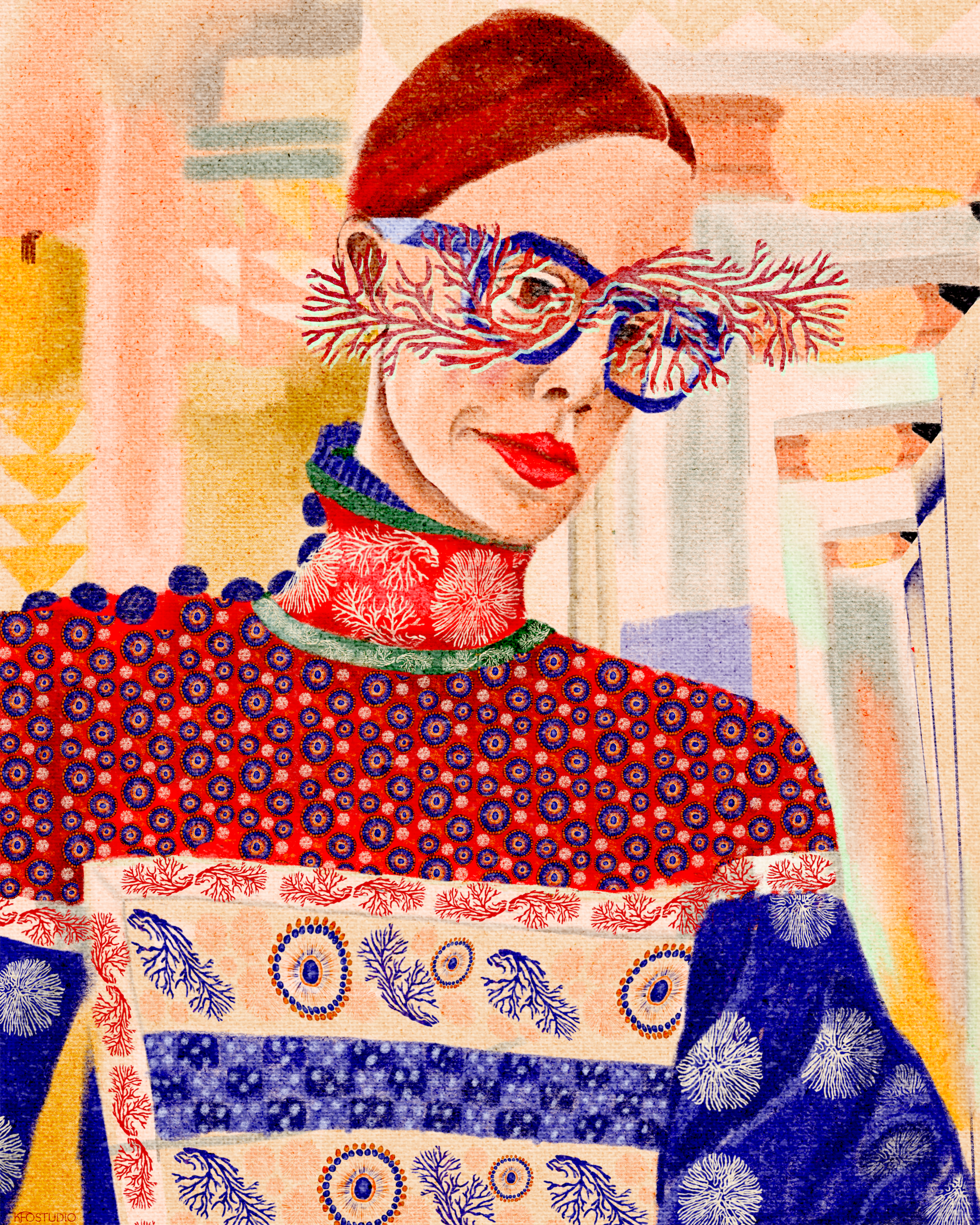 Illustrated portrait of Christene Barberich