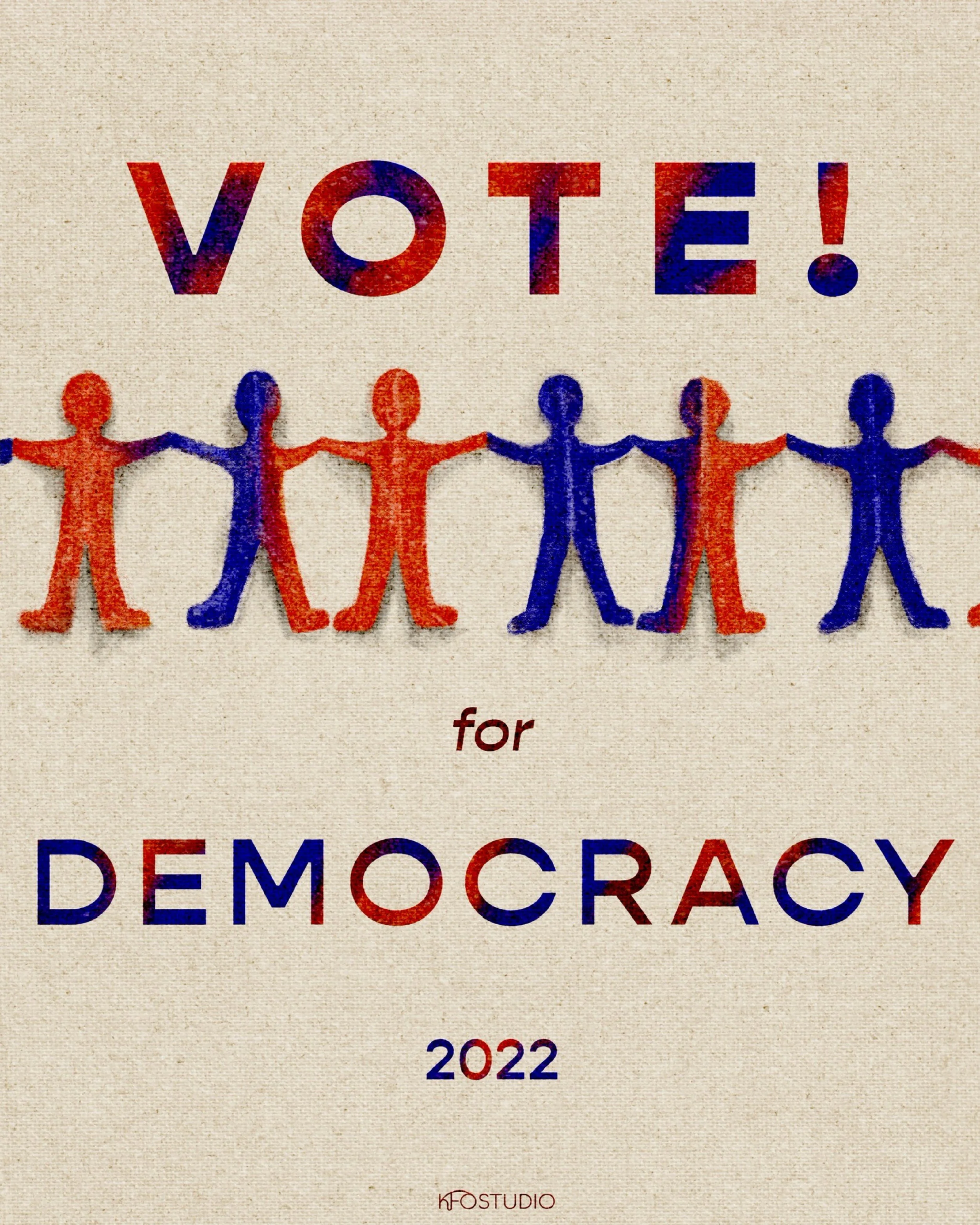 Vote for democracy paper people illustration poster