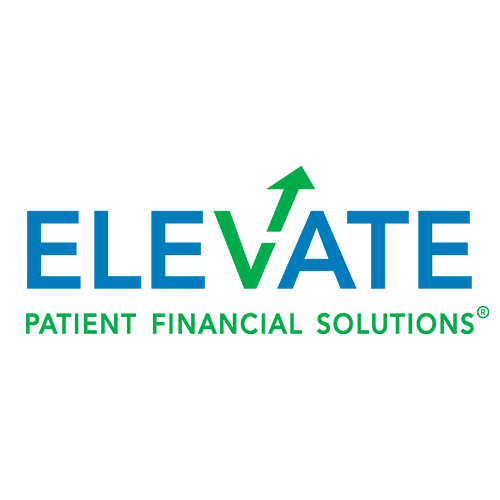 Logo for Elevate Patient Financial Solutions featuring the company name with a stylized upward arrow integrated into the letter 'V'.