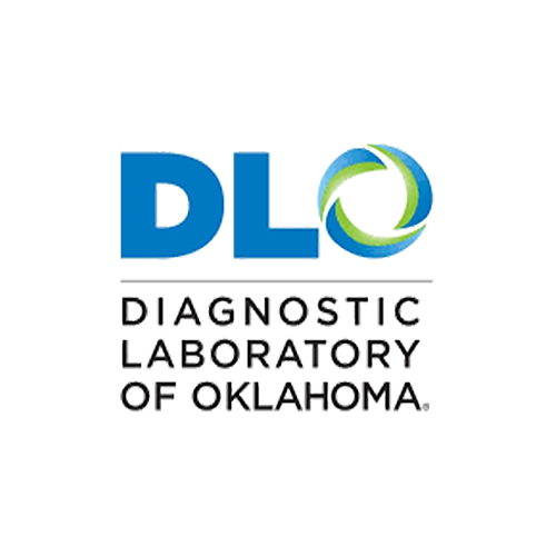 Logo of the Oklahoma State Department of Health DLO Diagnostic Laboratory of Oklahoma with a blue and green circular symbol to the right.