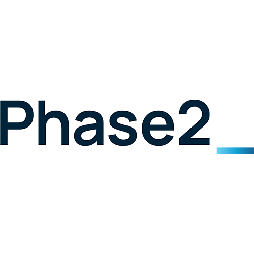 P2 logo with white text on a dark blue background and a small blue rectangle underneath