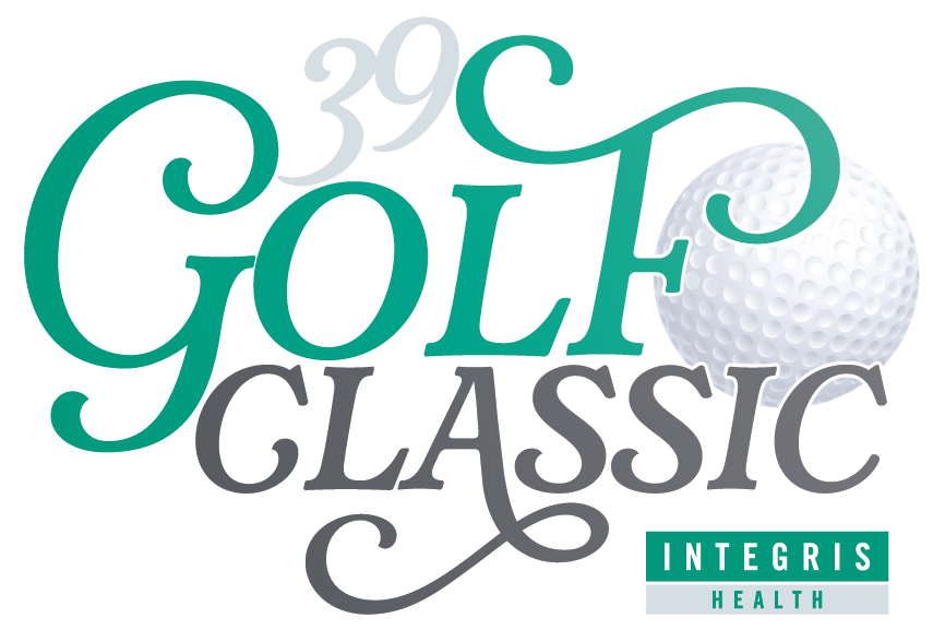 Logo for the 39th Golf Classic presented by Integris Health, featuring a golf ball and stylized text.