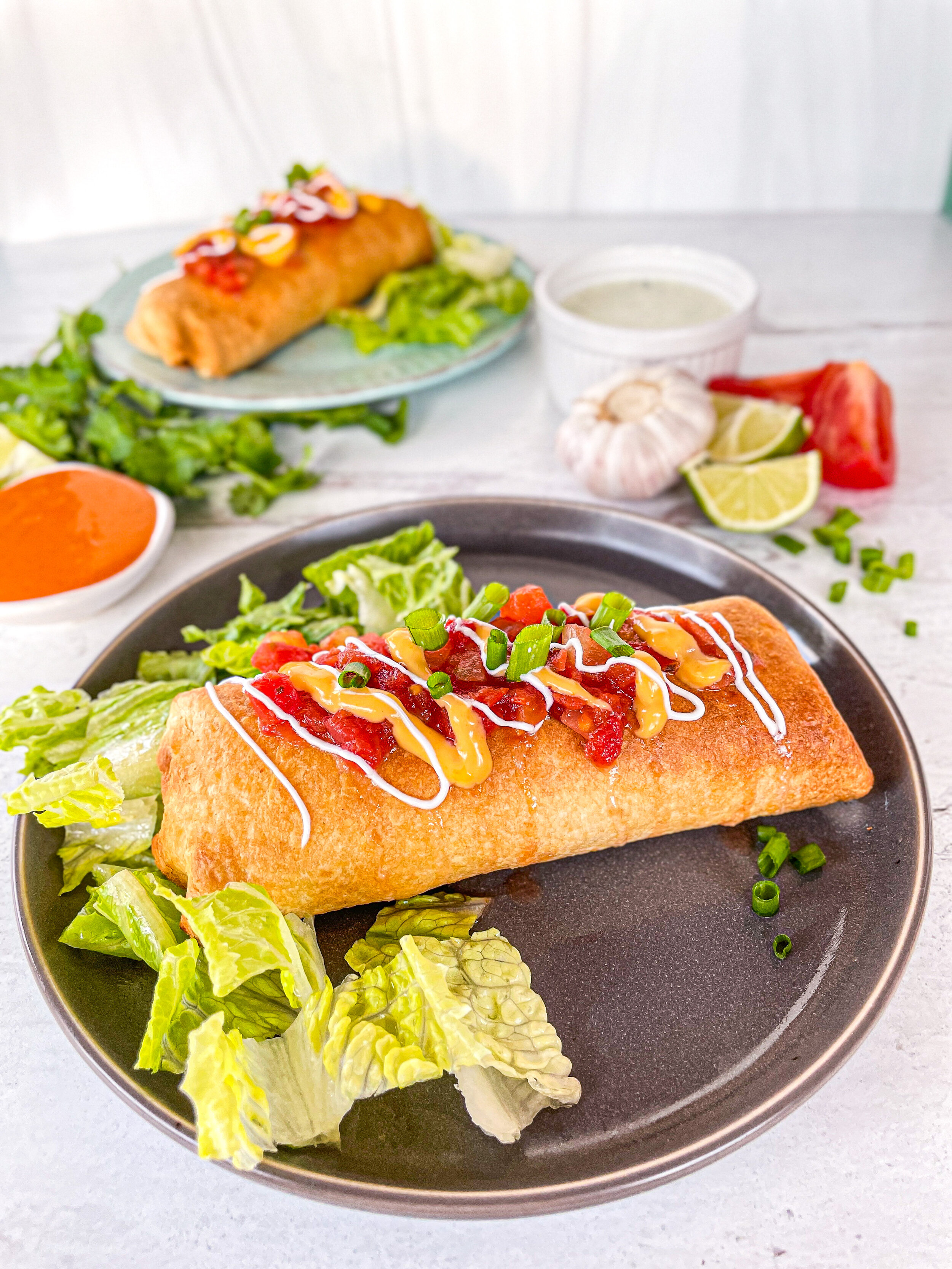 Bean and Cheese Vegan Chimichangas