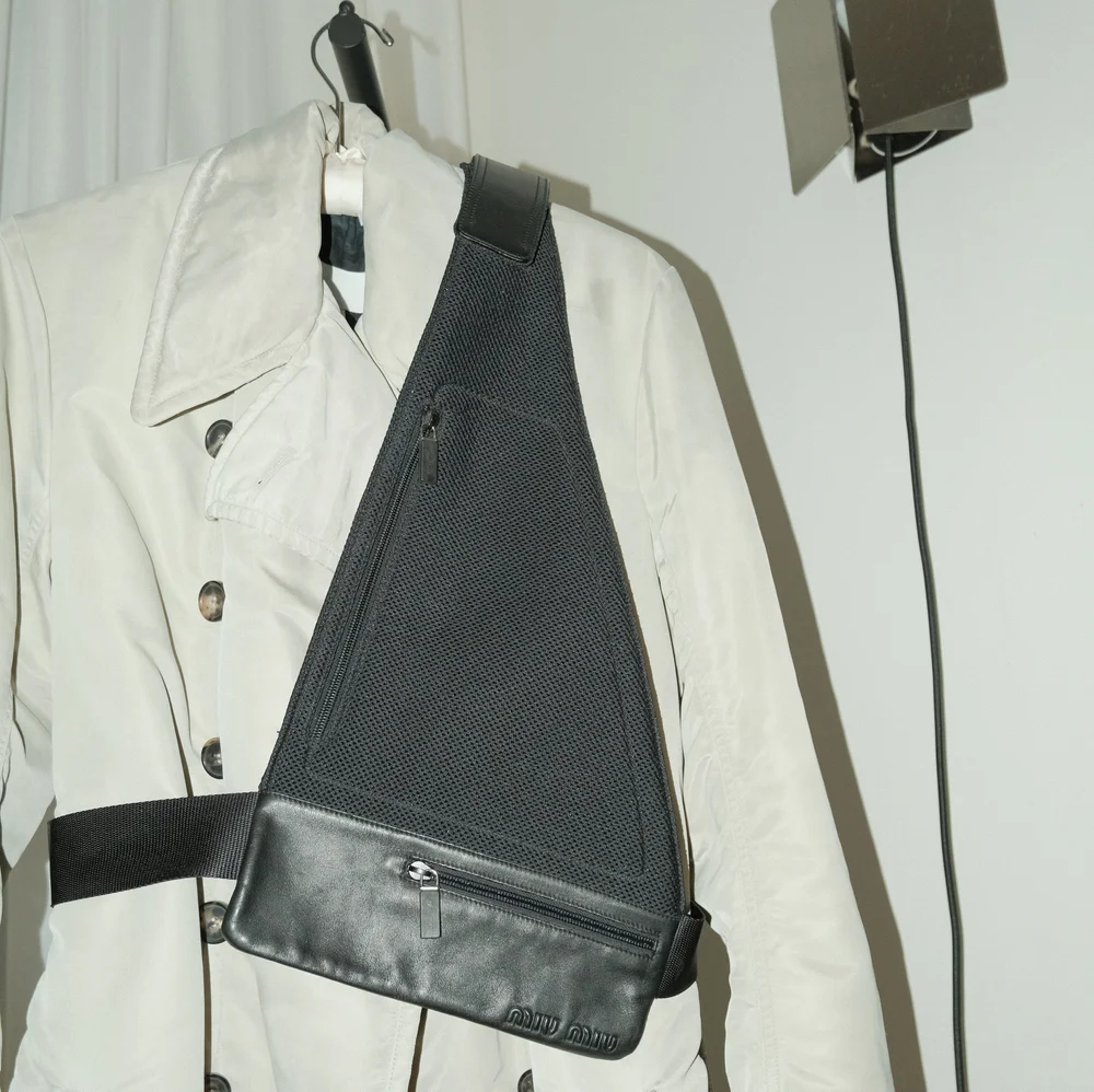miu miu leather harness/holster bag (1999) — make it look good.