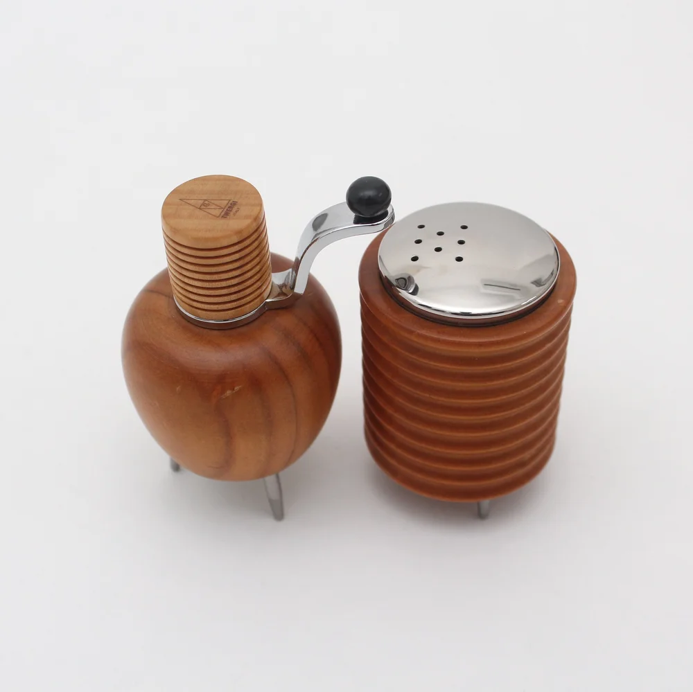 vintage alessi twergi salt shaker & pepper grinder (1990) — make