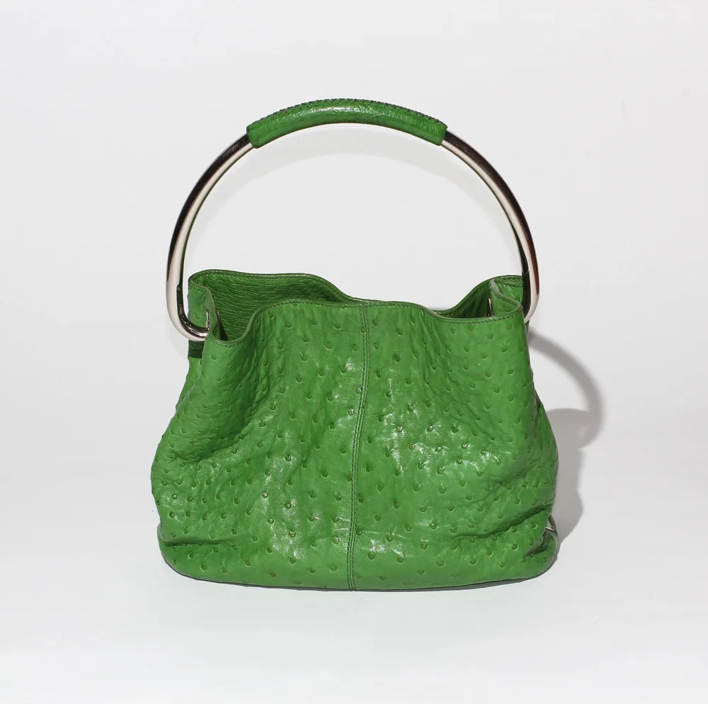 prada ostrich ring handle bag (2003) — make it look good.