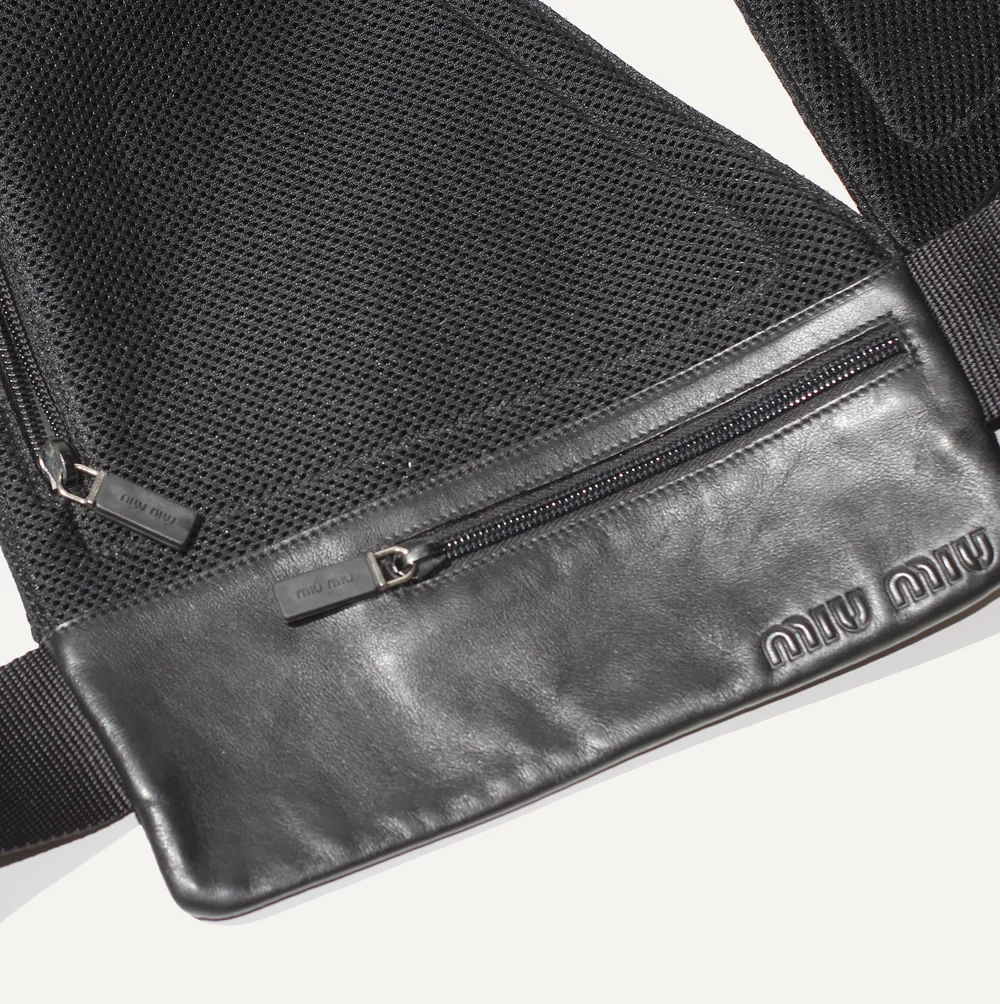 miu miu leather harness/holster bag (1999) — make it look good.