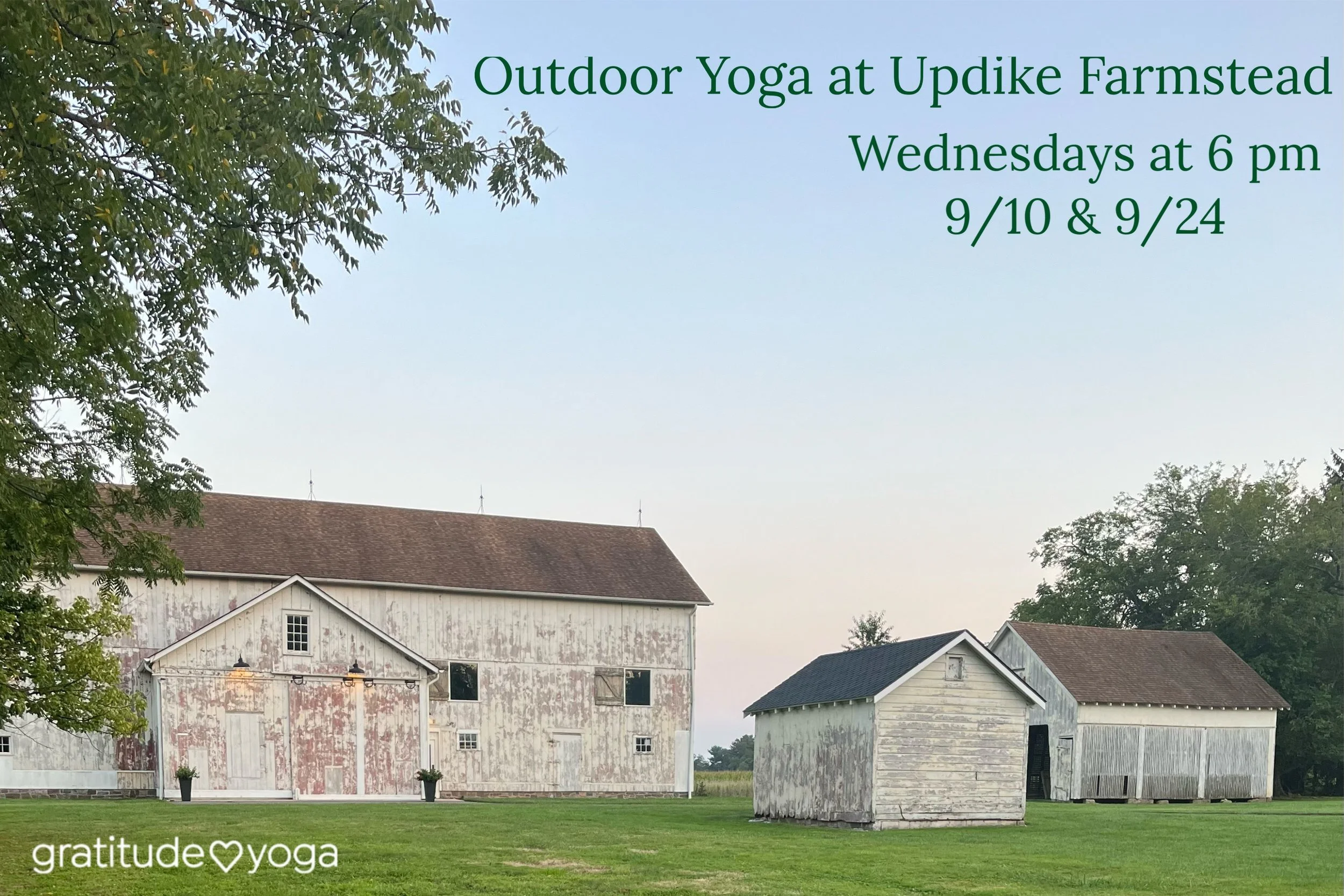 Outdoor Yoga on Wednesday evenings at Updike Farmstead